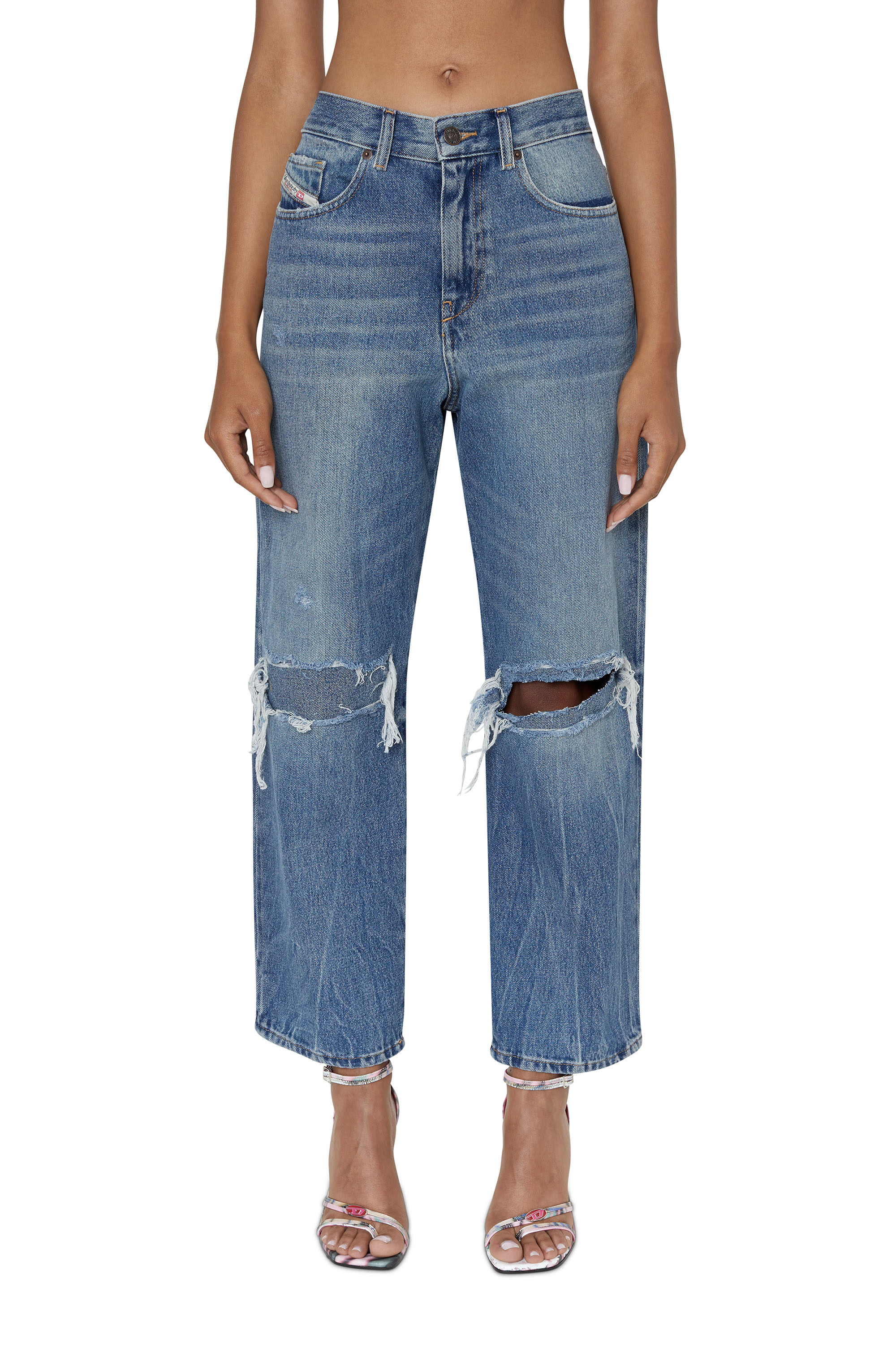 Diesel - 2016 D-Air 09E02 Boyfriend Jeans, Medium Blue - Image 1