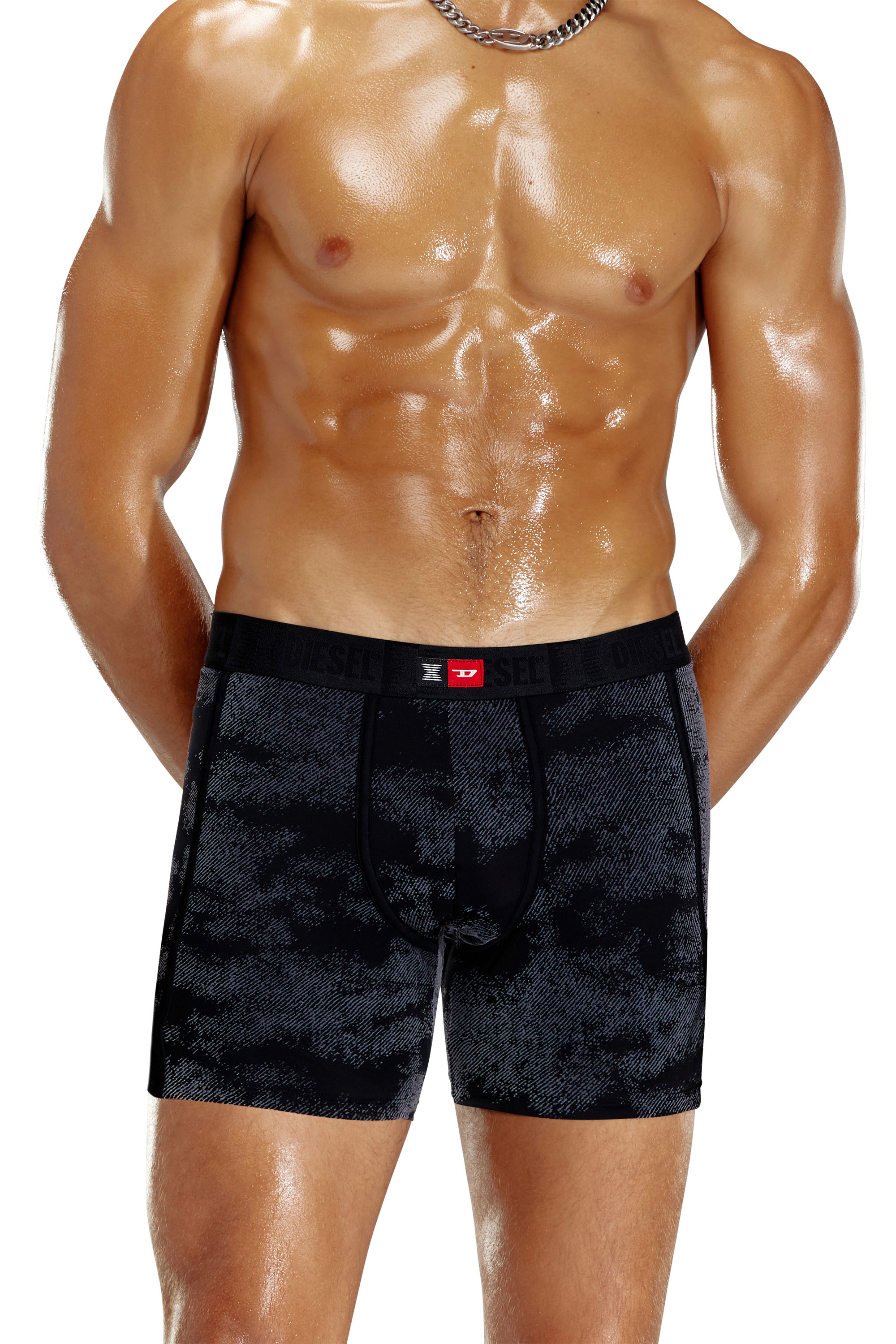 Diesel - FLOCKED-BOXER-BRIEFS, Male's Flocked microfibre boxer briefs in Black - 2