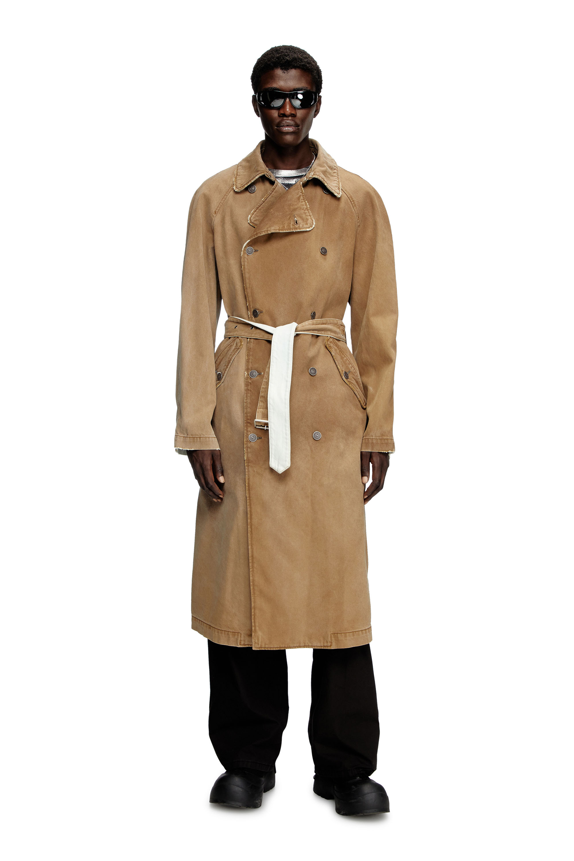 Diesel - D-DELIRIOUS-D, Unisex's Trench coat in overdirt denim in Light Brown - 5