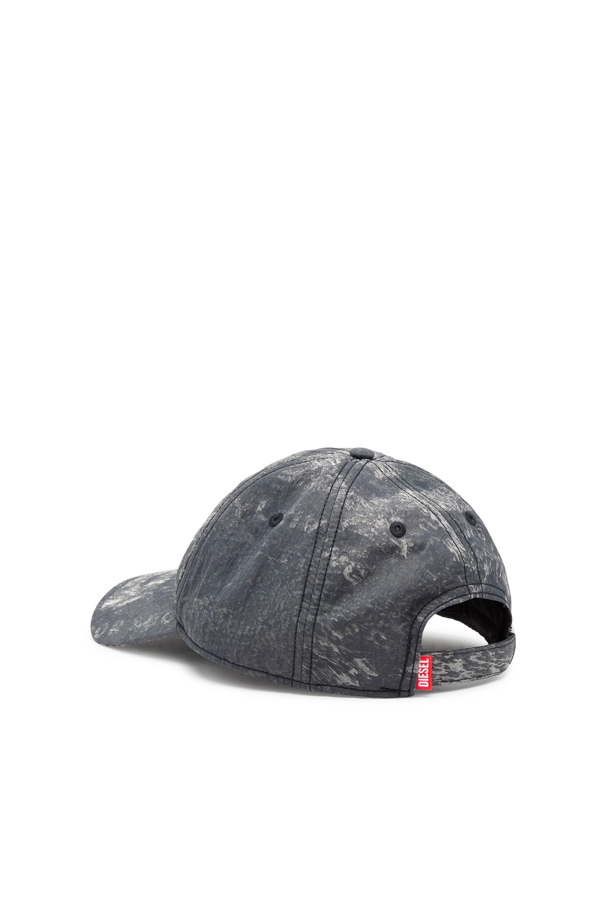 Diesel - C-REMEY, Male's Wrinkled nylon cap with rain-camo print in Black/Grey - 2