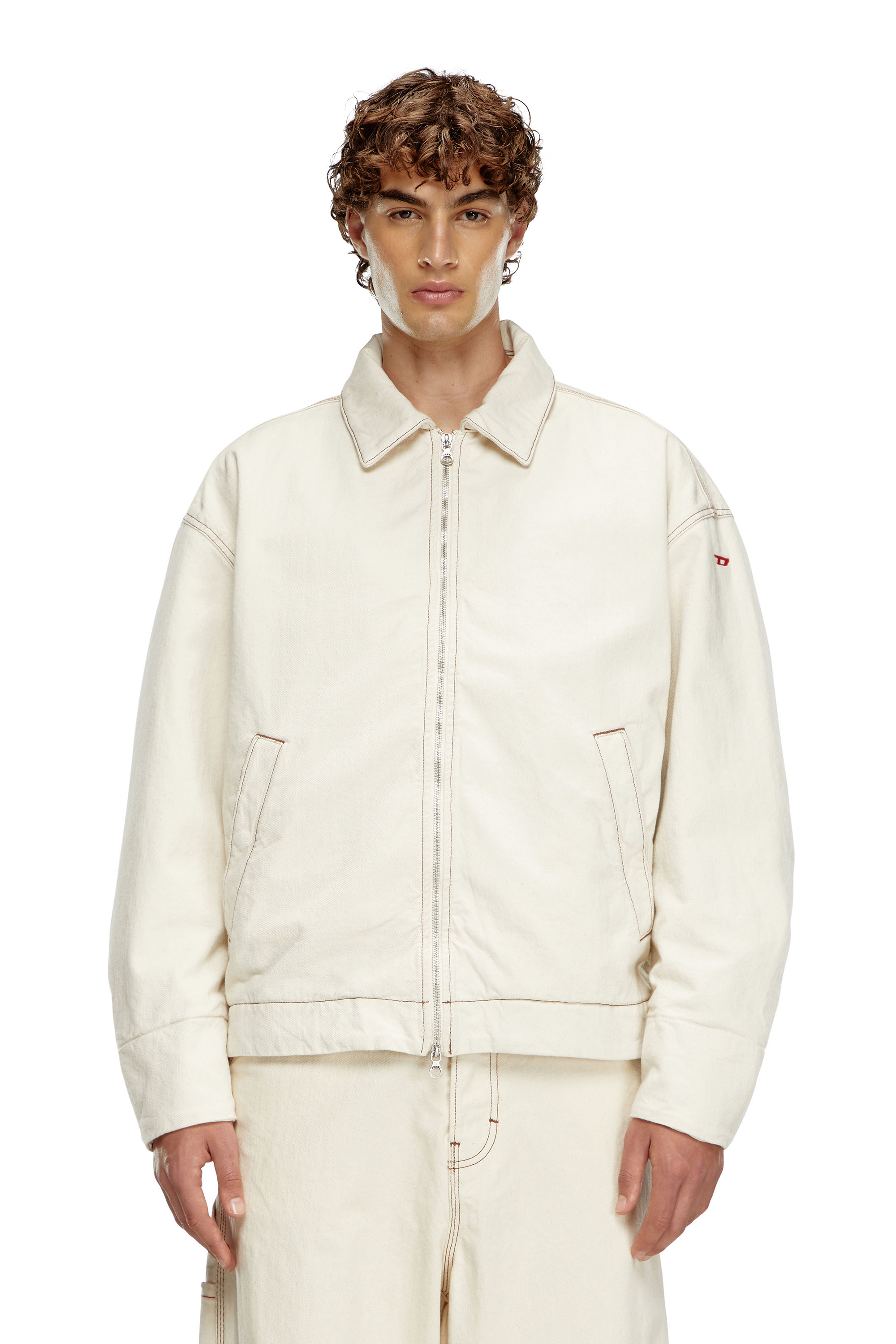 Diesel - D-STACK, Male's Padded jacket in clean-wash denim in White - 1