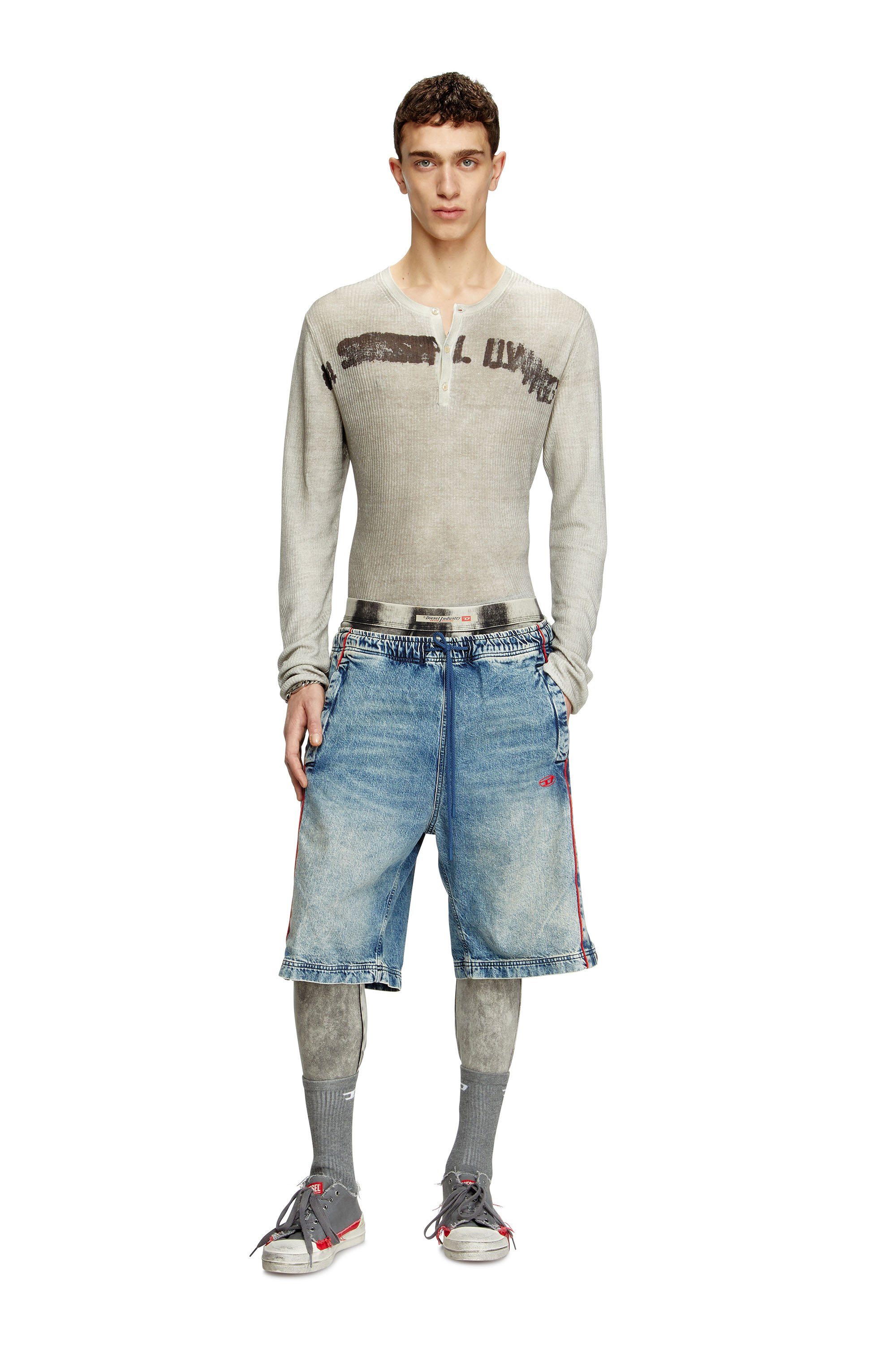 Diesel - K-ROBBY, Pull Henley effet sali, en lin Mixte in ToBeDefined - 2