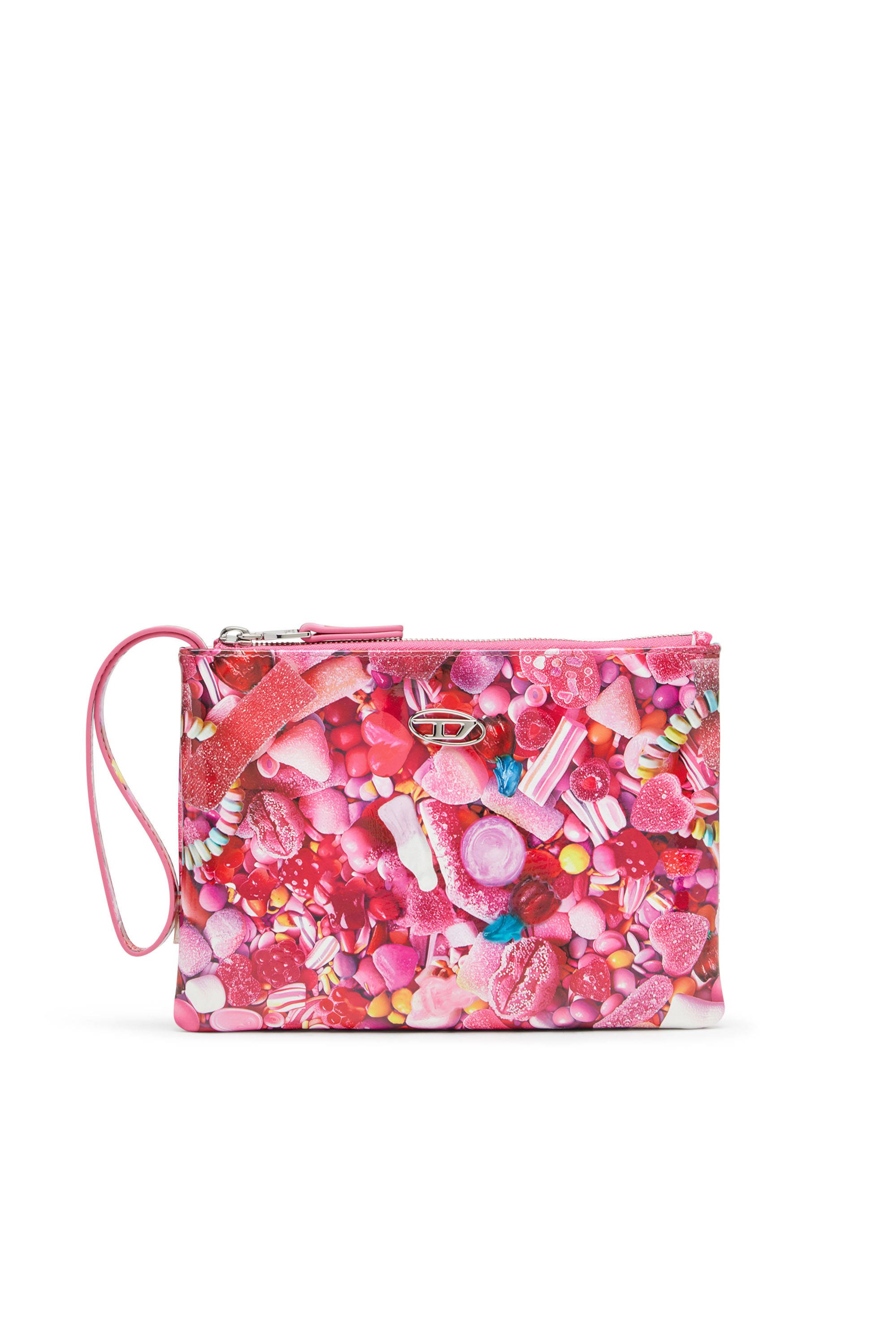 Diesel - PLAY POUCH II, Pochette en PU brillant imprimé Femme in Rose - 1