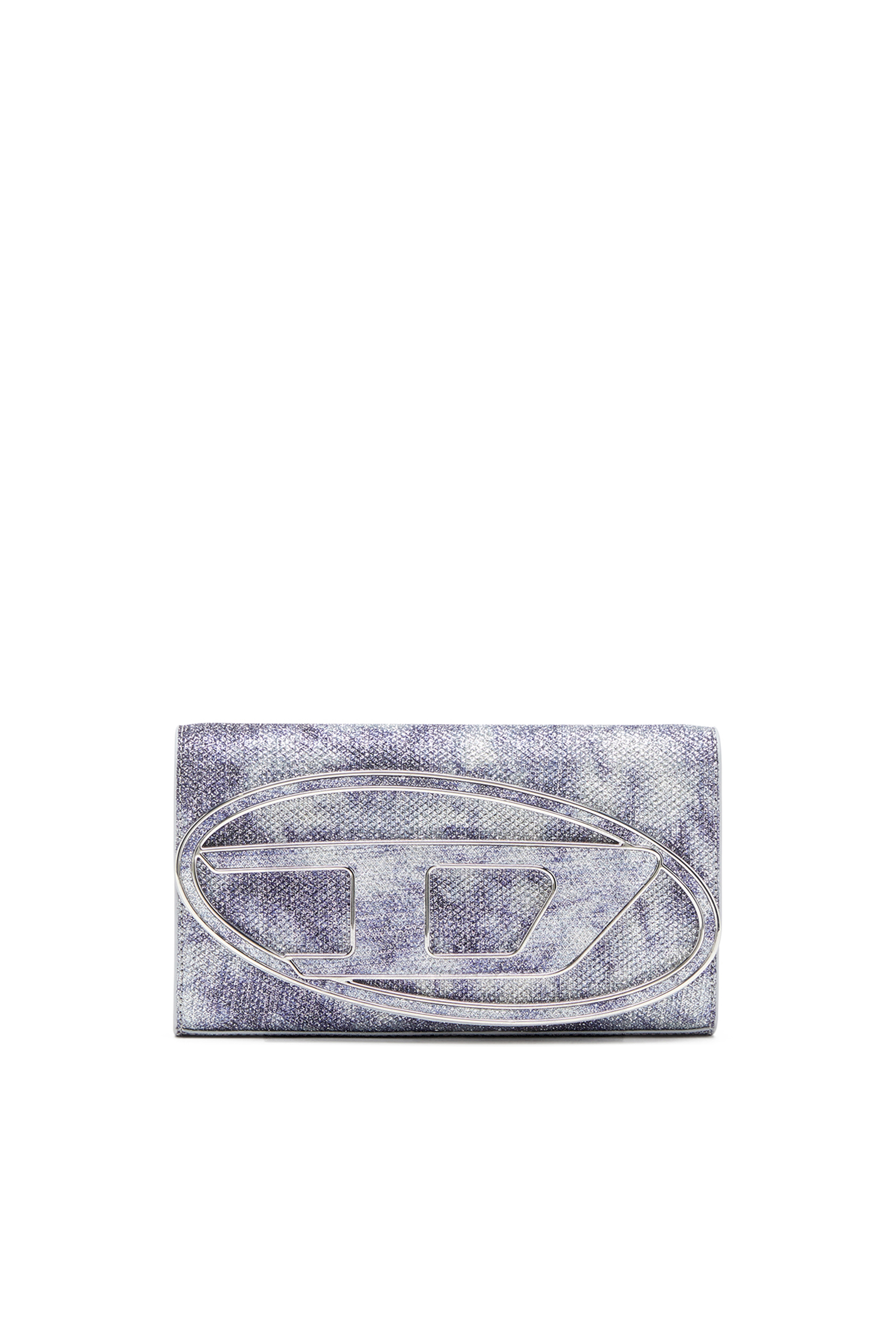 Diesel - 1DR WALLET STRAP, Porte-monnaie portefeuille en tissu brillant Femme in Bleu - 1