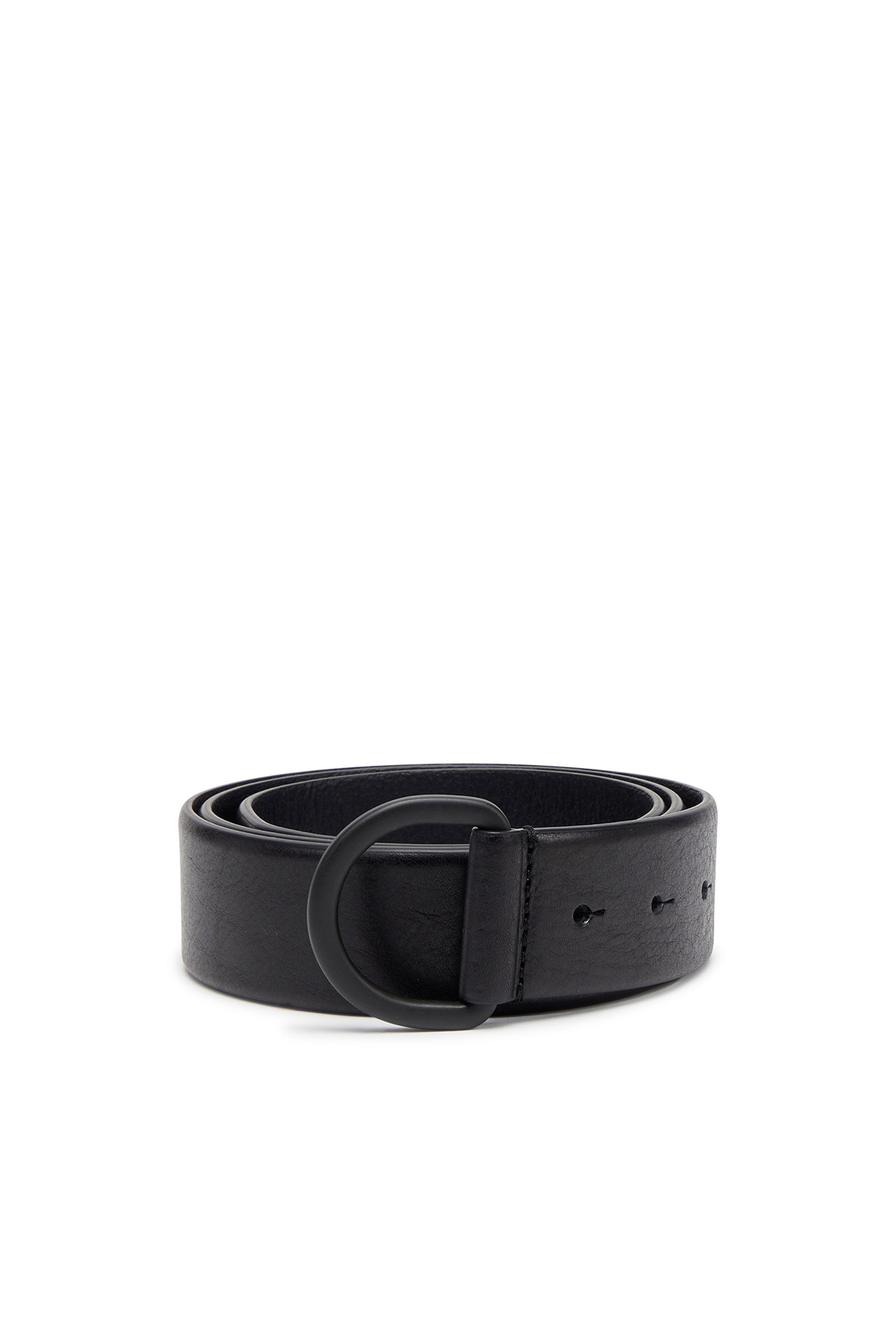 Diesel - B-D STUD 40, Ceinture avec anneau en D en cuir Homme in Noir - 1