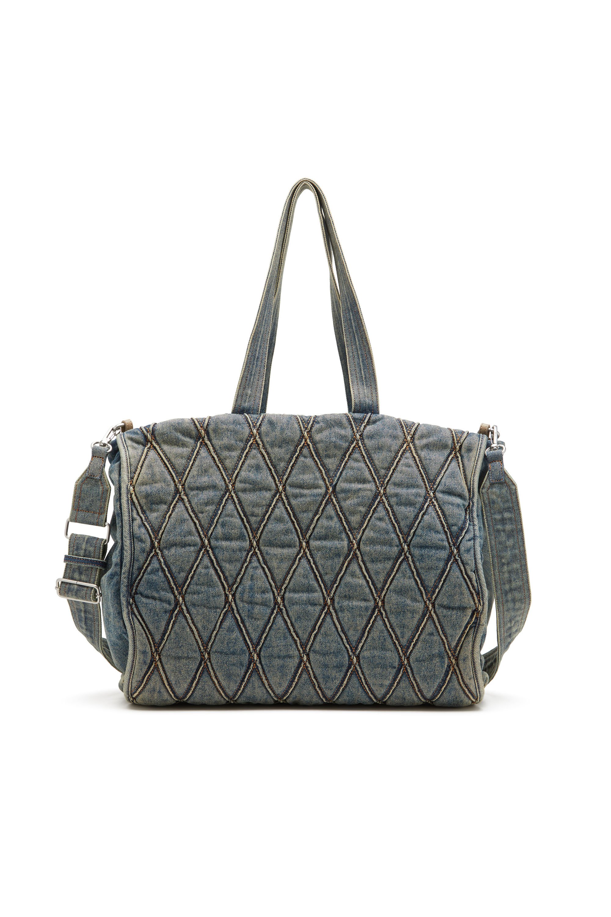 Diesel - CHARM-D SHOPPER, Female Charm-D-Tote bag in Argyle quilted denim in Blue - Image 2