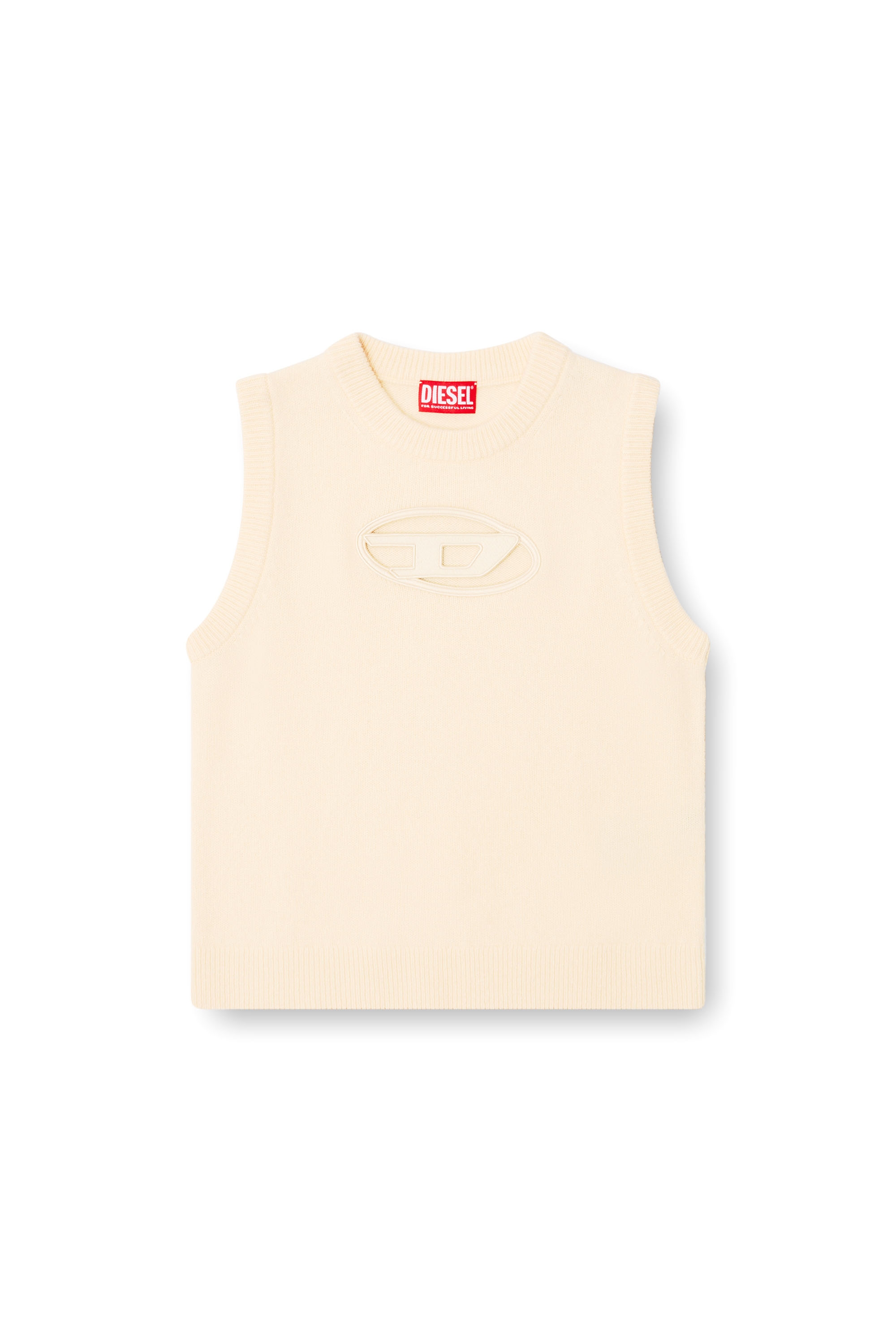 Diesel - M-ARGARIN-SL, Female's Knit tank top in cashmere blend in Beige - 5