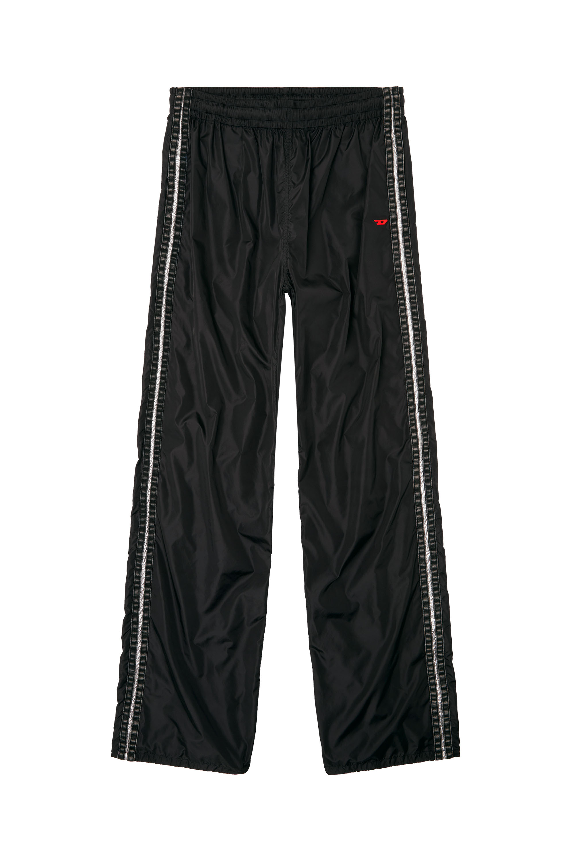 Diesel - P-CARON, Male's Nylon track pants with side bands in Black - 4