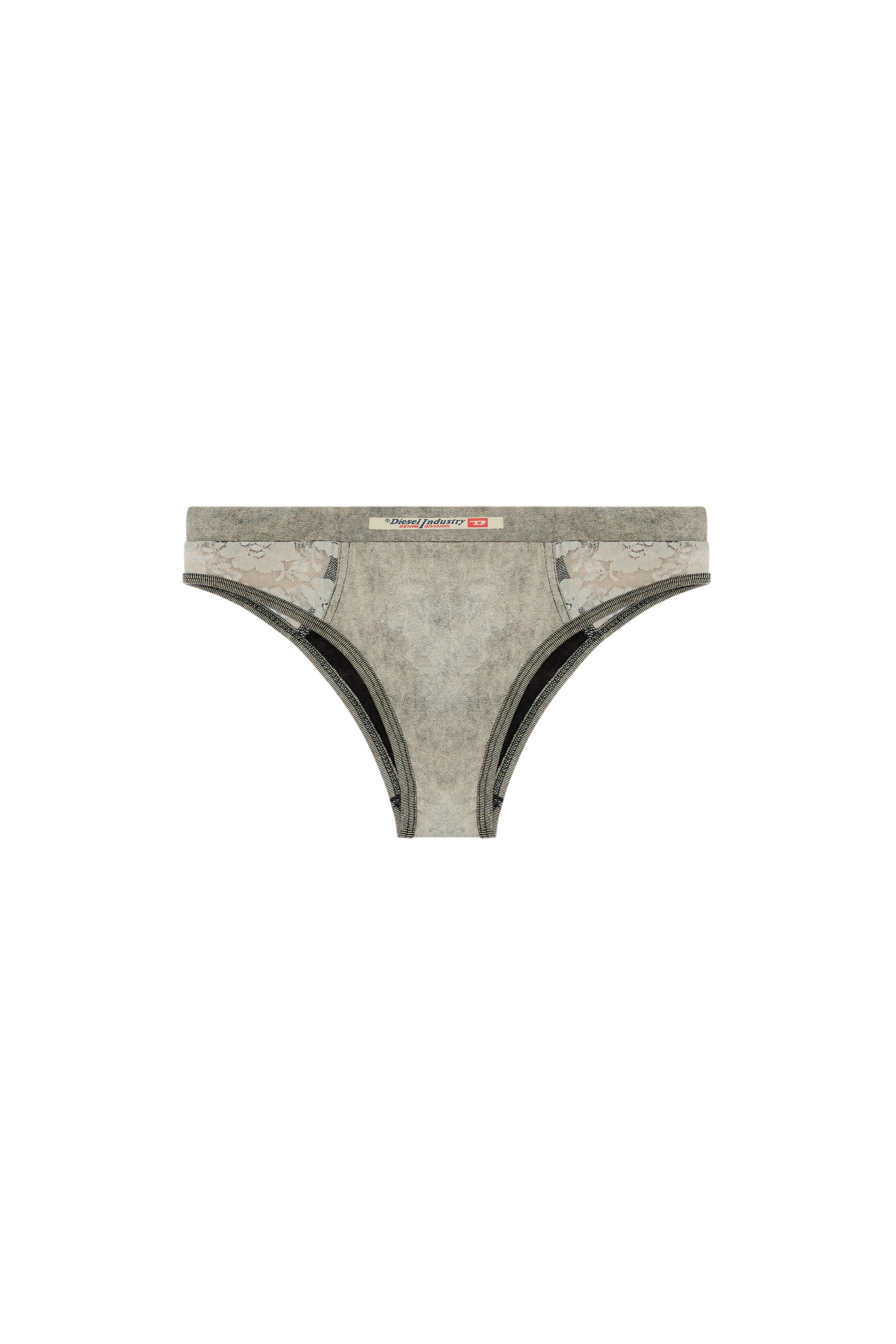 Diesel - UFPN-DENIM-LACE-BIKINI-BRIEF, Slip marbré avec empiècements en dentelle Femme in Gris - 4