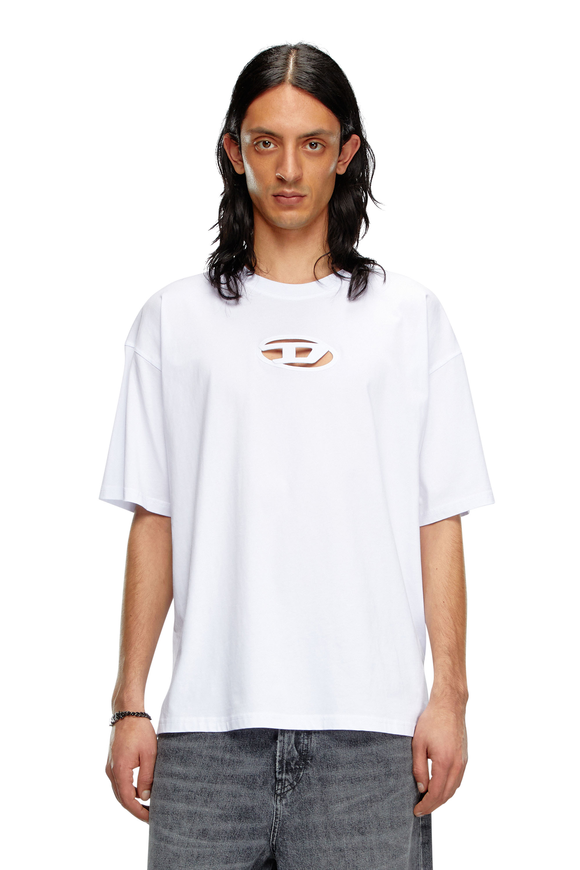 Diesel - T-BOXT-OD, T-shirt avec Oval D brodé Mixte in Blanc - 1