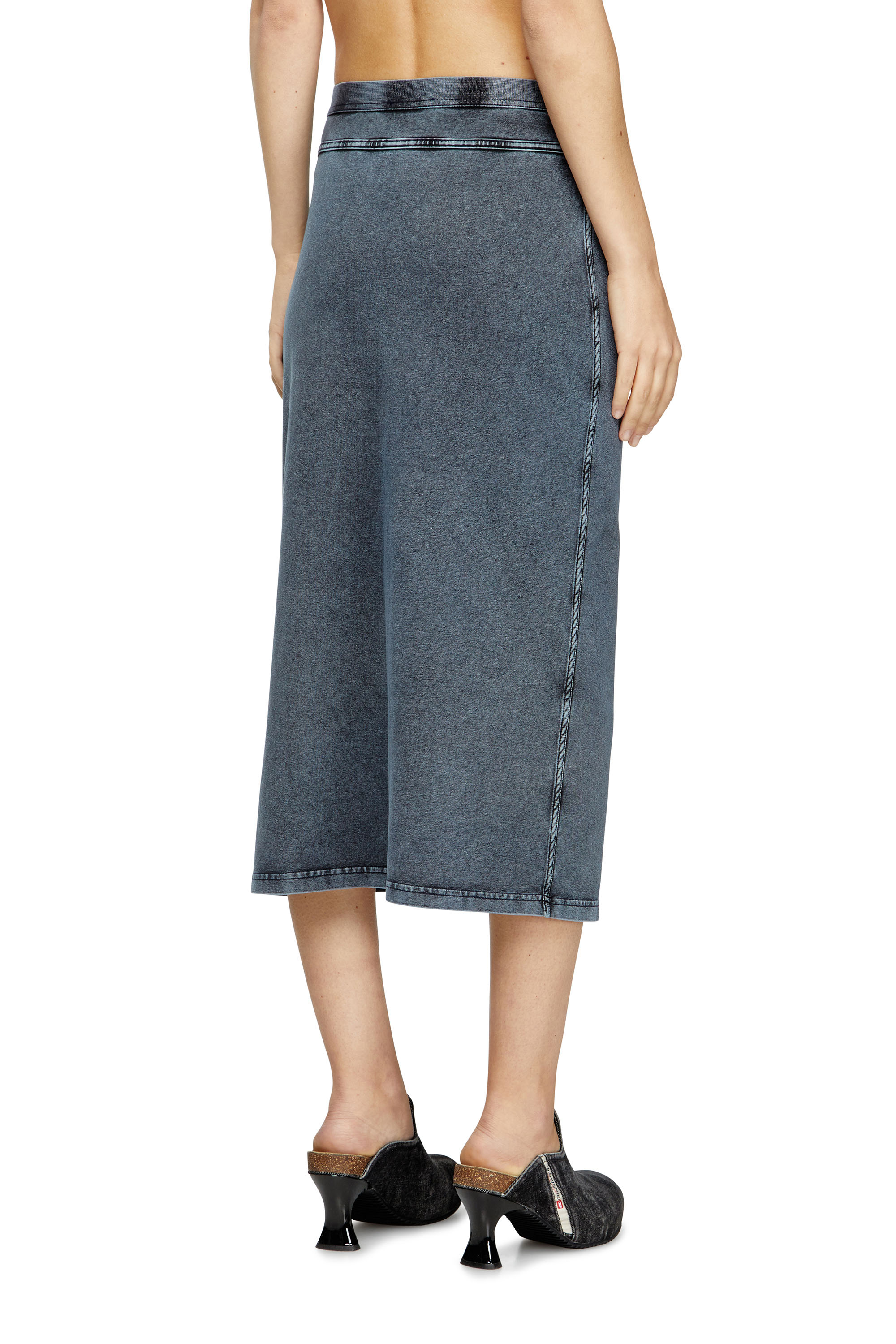 Diesel - O-ALLINE, Female's Midi skirt in denim-look jersey in Dark Blue - 4