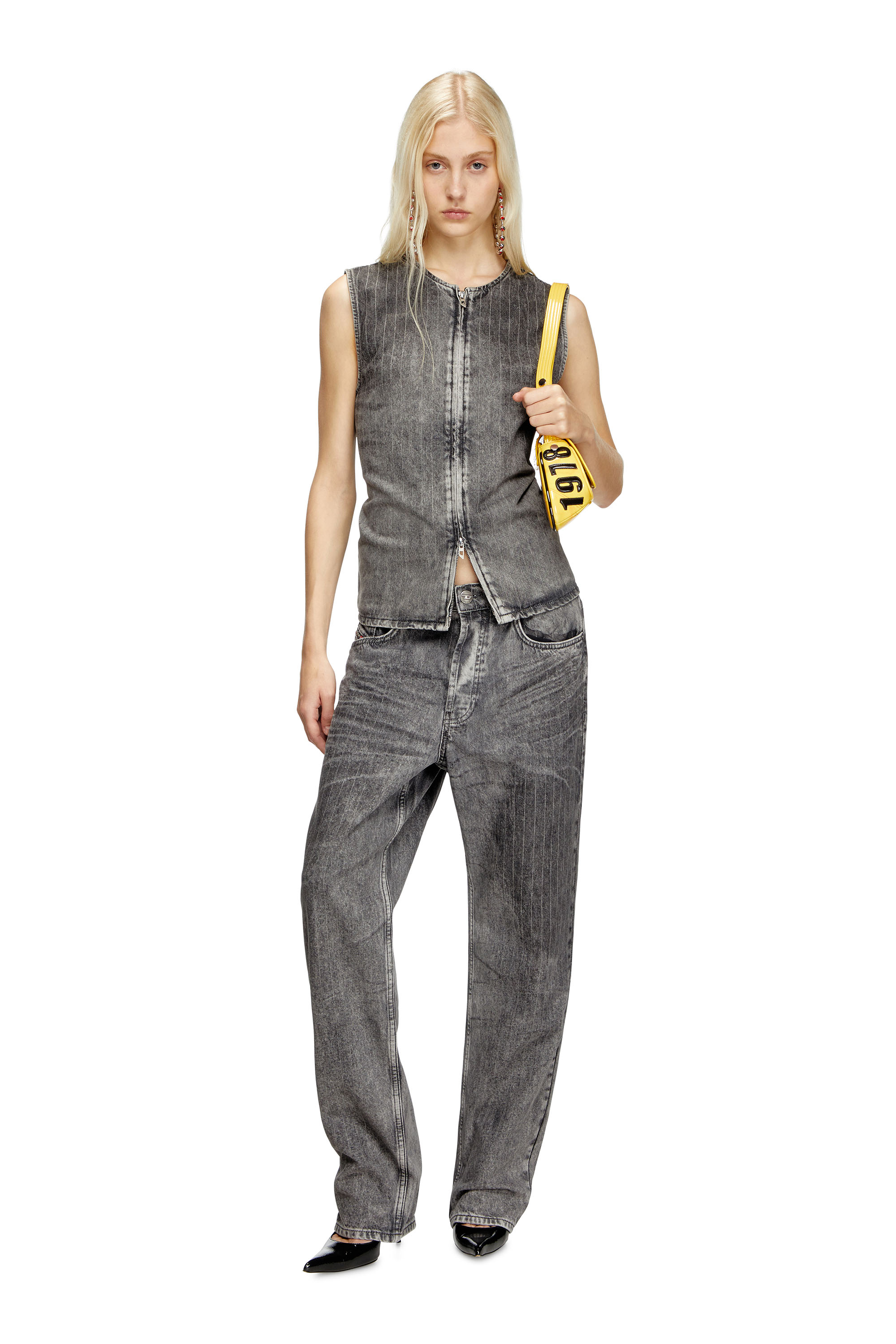 Diesel - D-SUND-S, Gilet tailleur en denim à rayures Mixte in Gris - 6