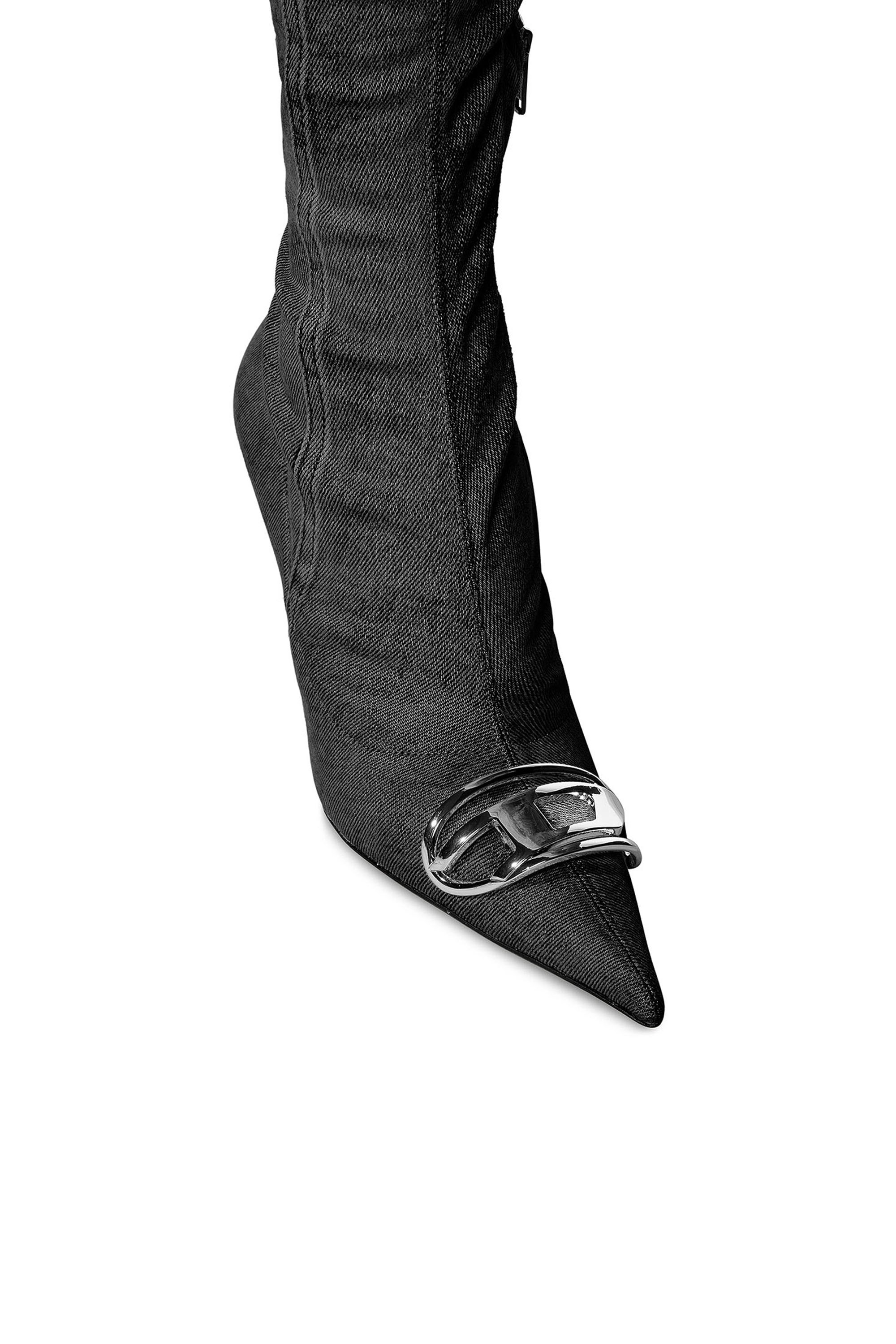 Diesel - D-VENUS TBT D, Female D-Venus-Over-the-knee boots in stretch denim in Black - Image 4