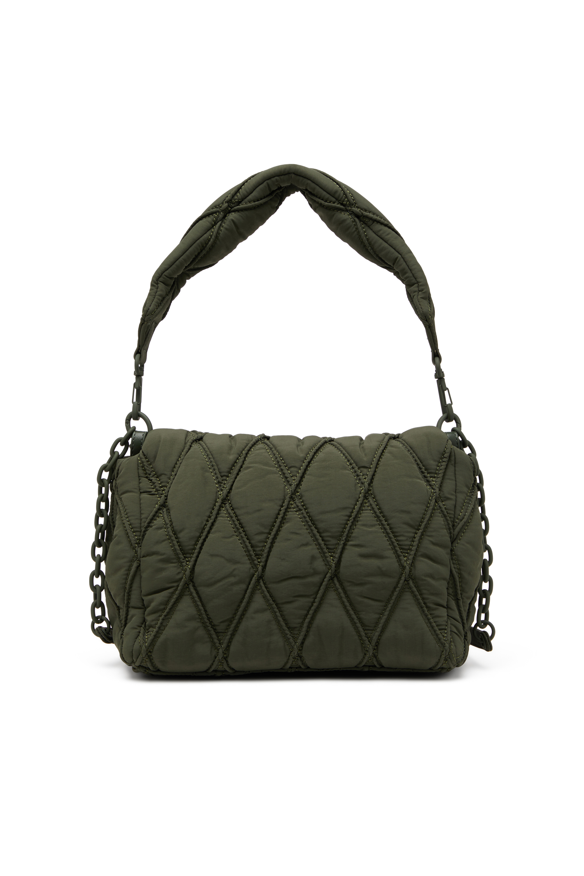 Diesel - CHARM-D SHOULDER M, Female's Charm-D M-Shoulder bag in quilted nylon in Dark Green - 2