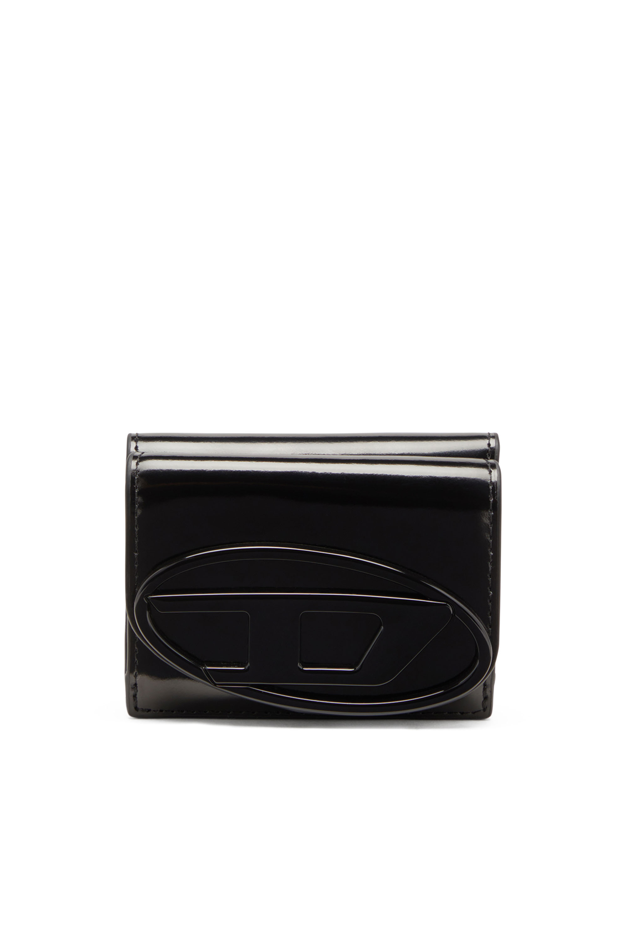 Diesel - 1DR TRI FOLD COIN XS II, Portefeuille à trois volets en cuir effet miroir Femme in Noir - 1