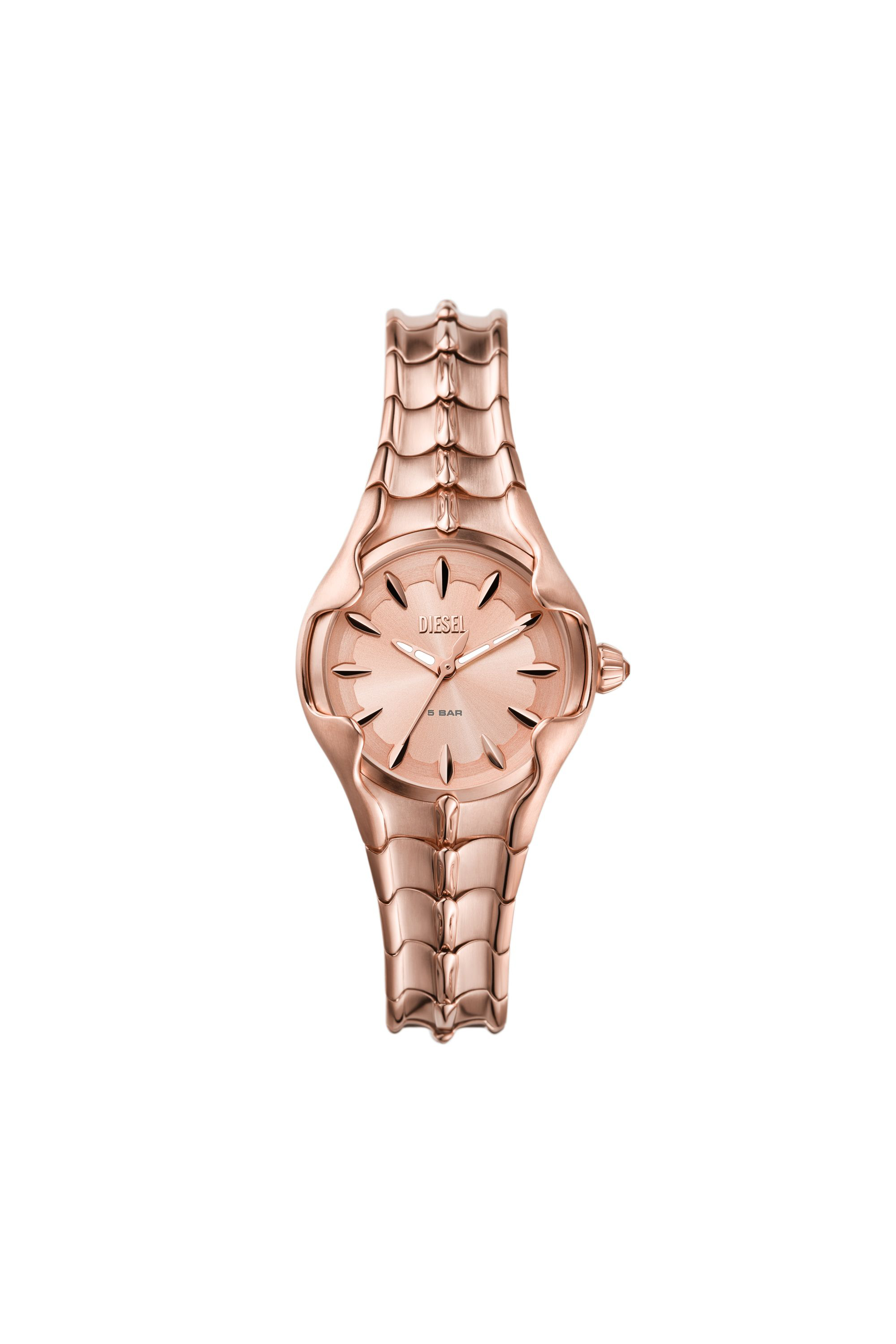 Diesel - DZ5604, Female Vert three-hand rose gold-tone stainless steel watch in Pink - Image 1