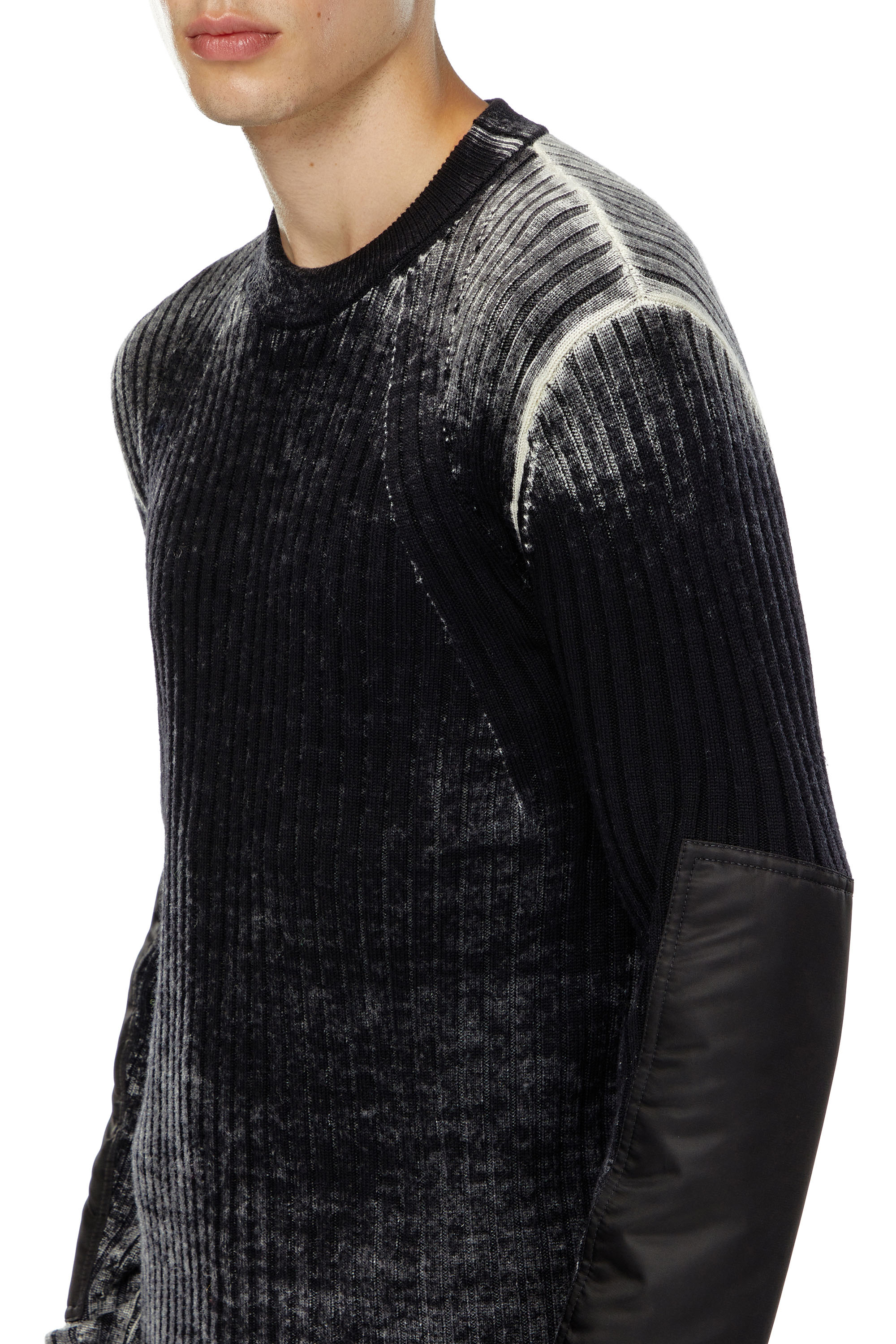 Diesel - K-RETRO, Male's Wool jumper with elbow patches in Black - 3