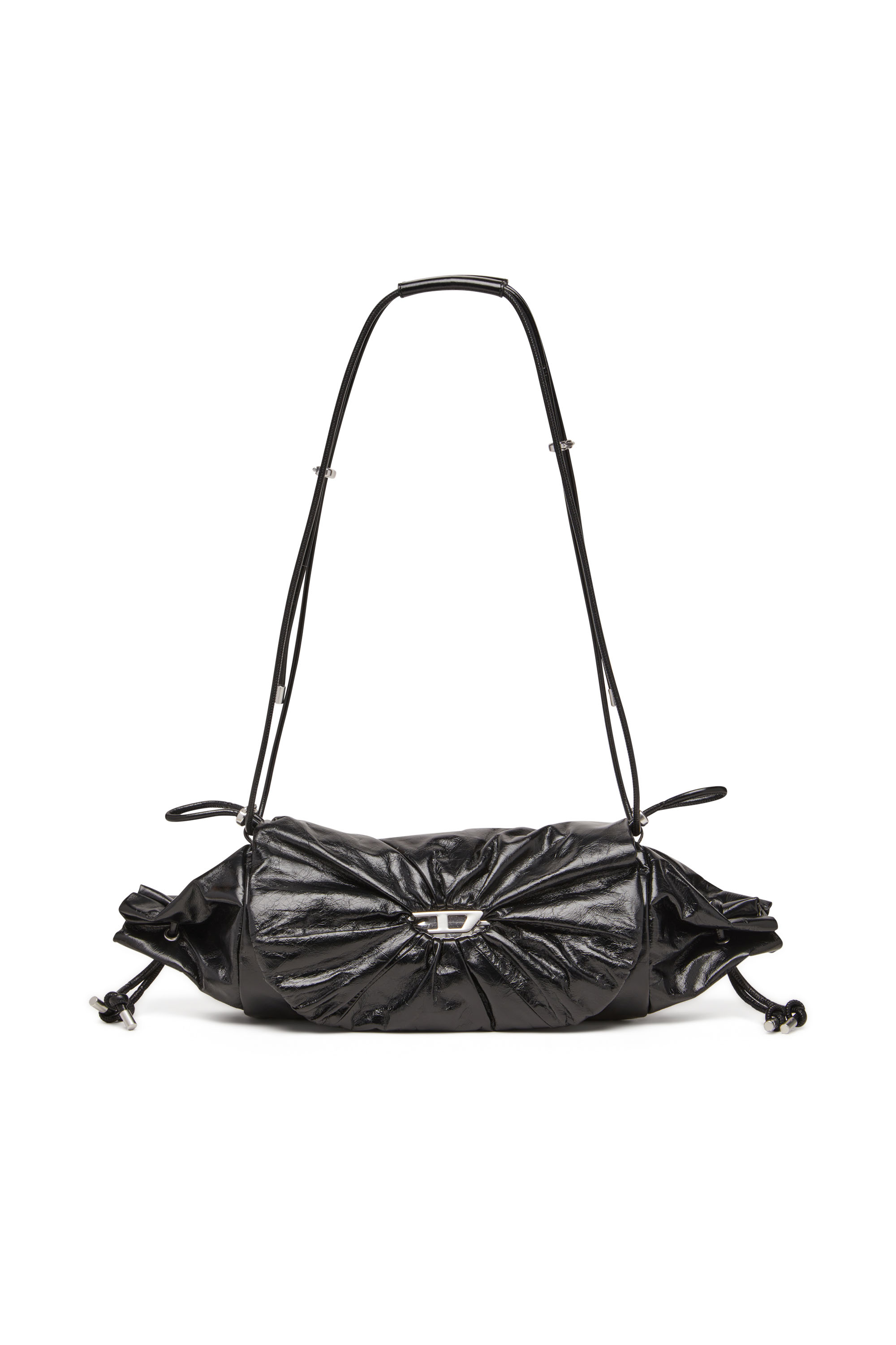 Diesel - SCRUNCH-D SHOULDER M, Female's Shoulder bag in shiny wrinkled leather in Black - 1