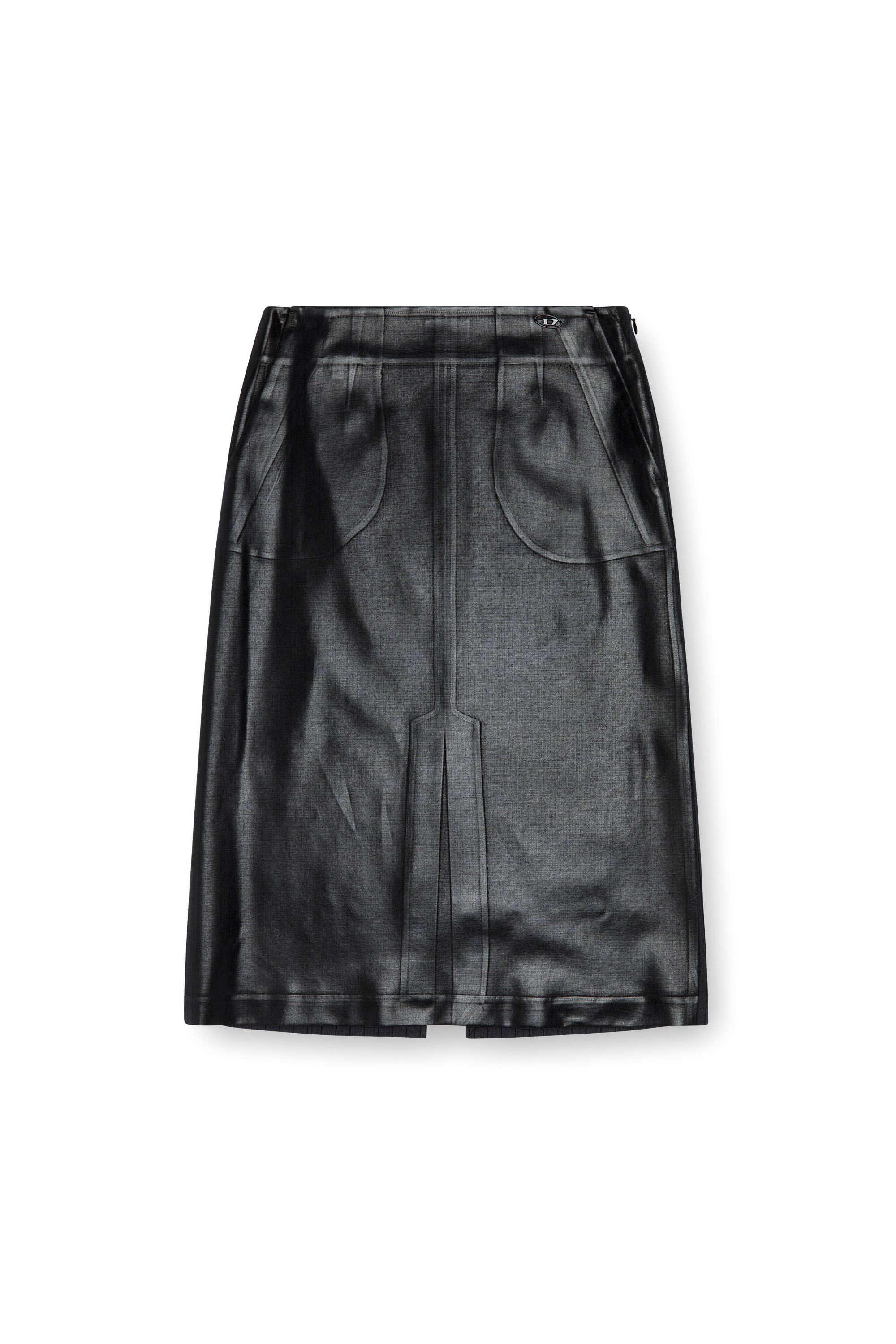 Diesel - O-RION, Female Pinstripe skirt with coated front in Black - Image 3