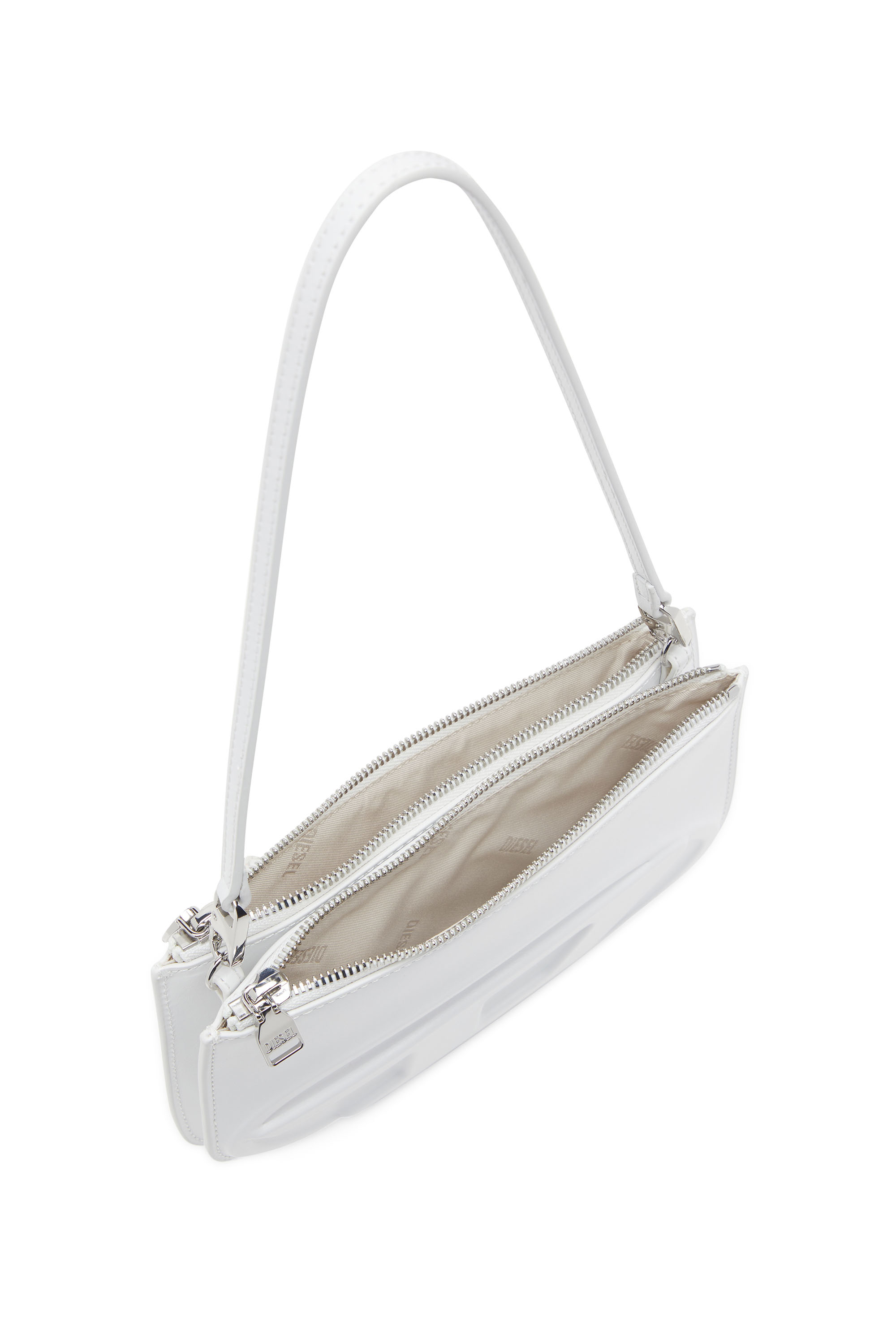 Diesel - 1DR TWIN, Female's Double-pouch shoulder bag in printed leather in White - 4