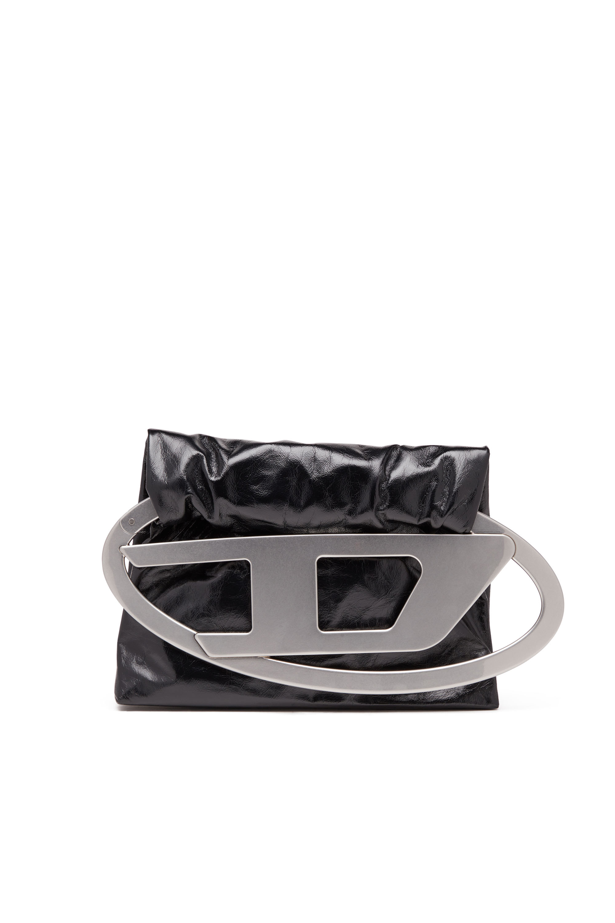 Diesel - BIG-D POUCH, Female Big-D-Clutch bag in crinkled leather in Black - Image 1