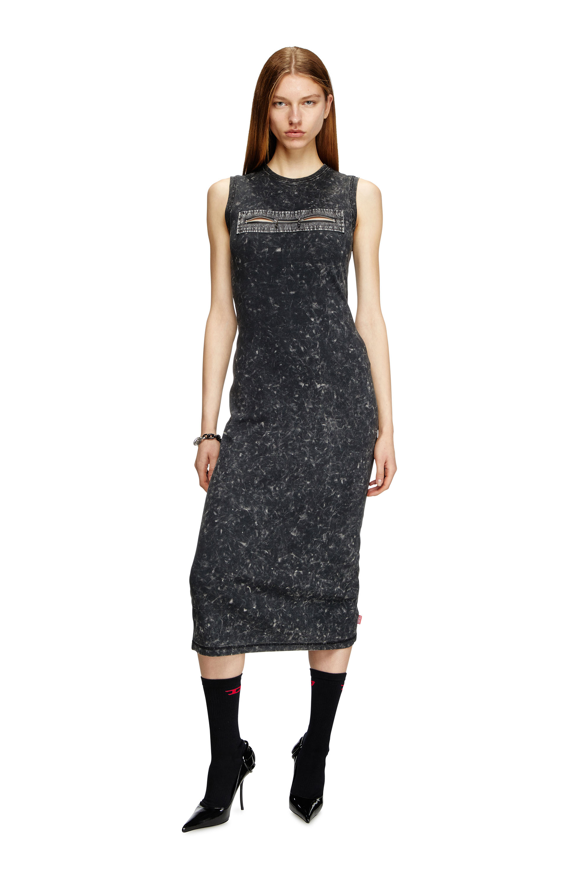 Diesel - D-PRA, Female's Sleeveless dress with zip detail in Black - 1