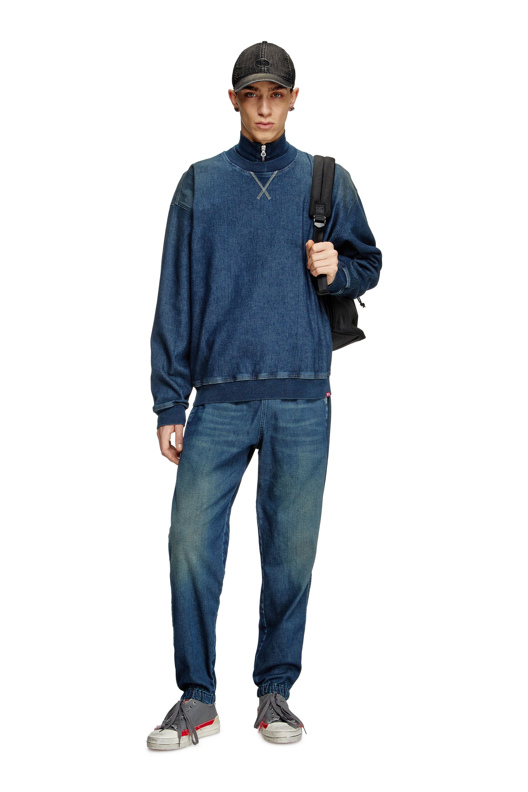 Diesel - D-KRIBY-S TRACK, Unisex's Sweatshirt in Track Denim in Blue - 4