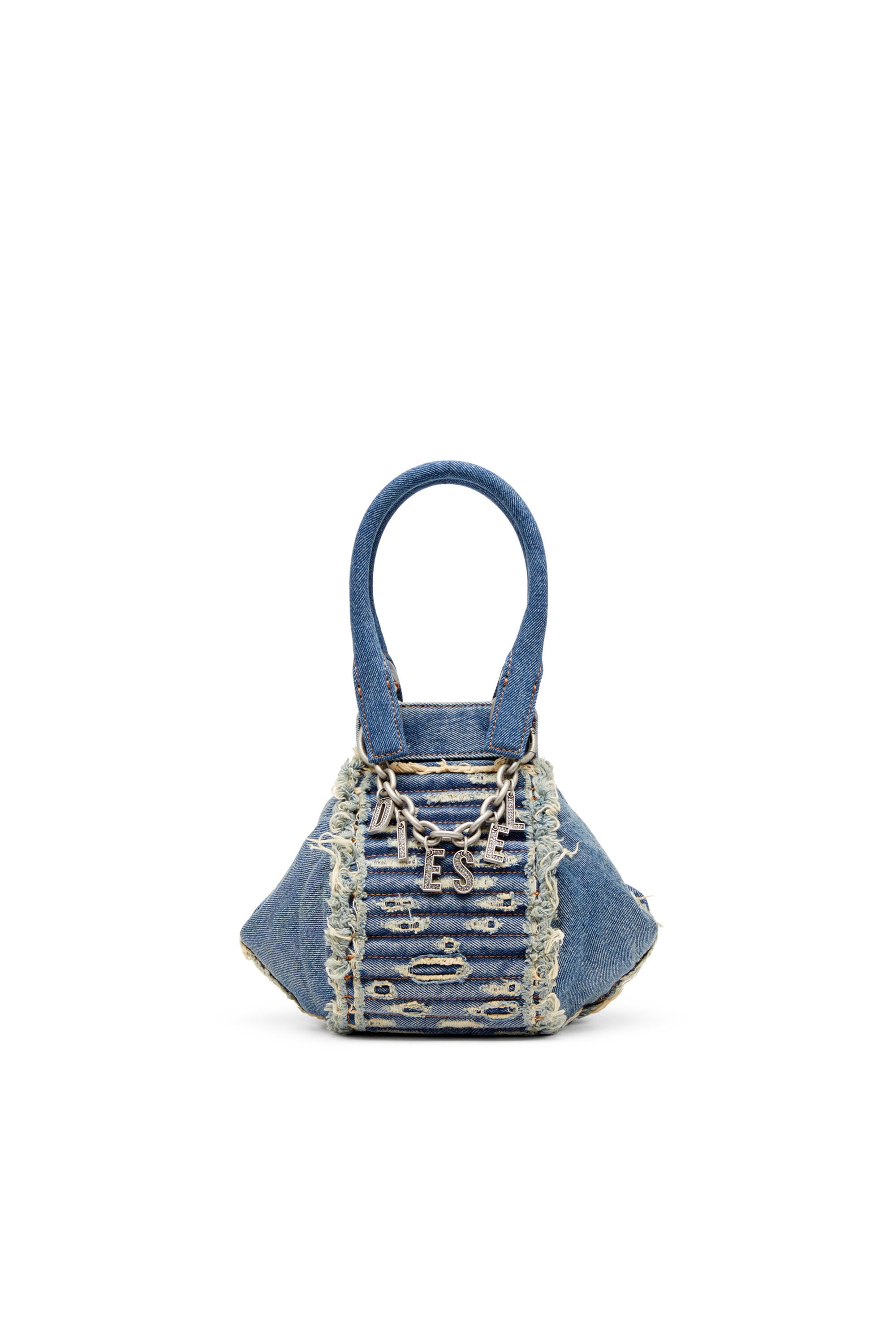 Diesel - D-VINA-XS, Female D-Vina-Xs-Handbag in distressed quilted denim in Blue - Image 1
