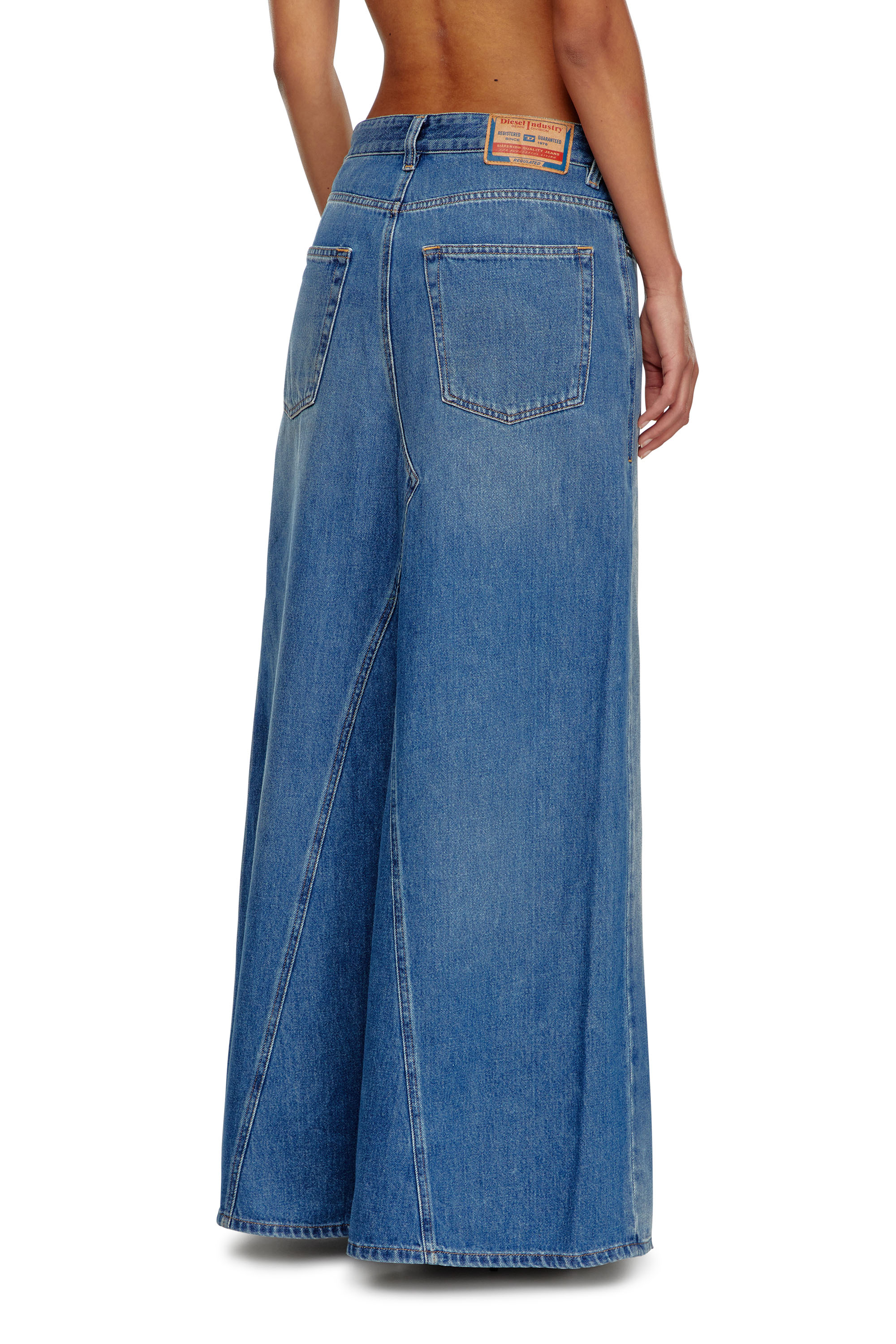 Diesel - DE-PAGO-S4, Jupe longue en denim peel-off Femme in Bleu - 4