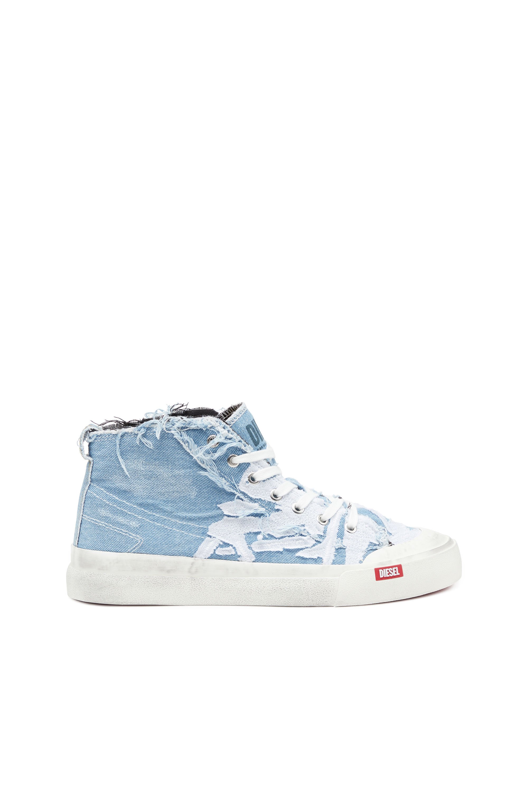 Diesel - S-ATHOS MID, Male's S-Athos Mid-Destroyed gauze and denim high-top sneakers in Azure - 2