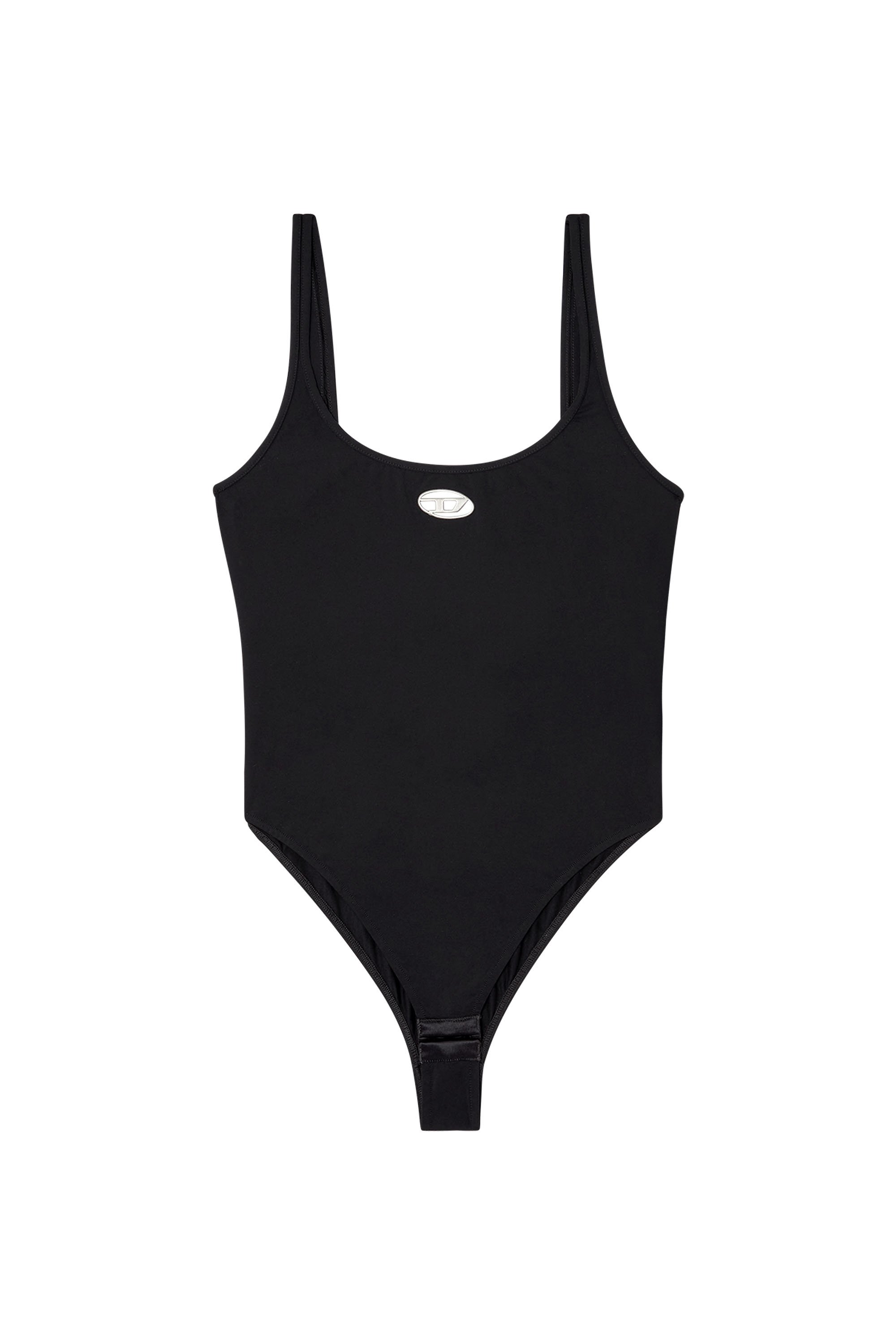 Diesel - MEGAN-UTLT, Female's Microfibre bodysuit with cut-out logo in Black - 4