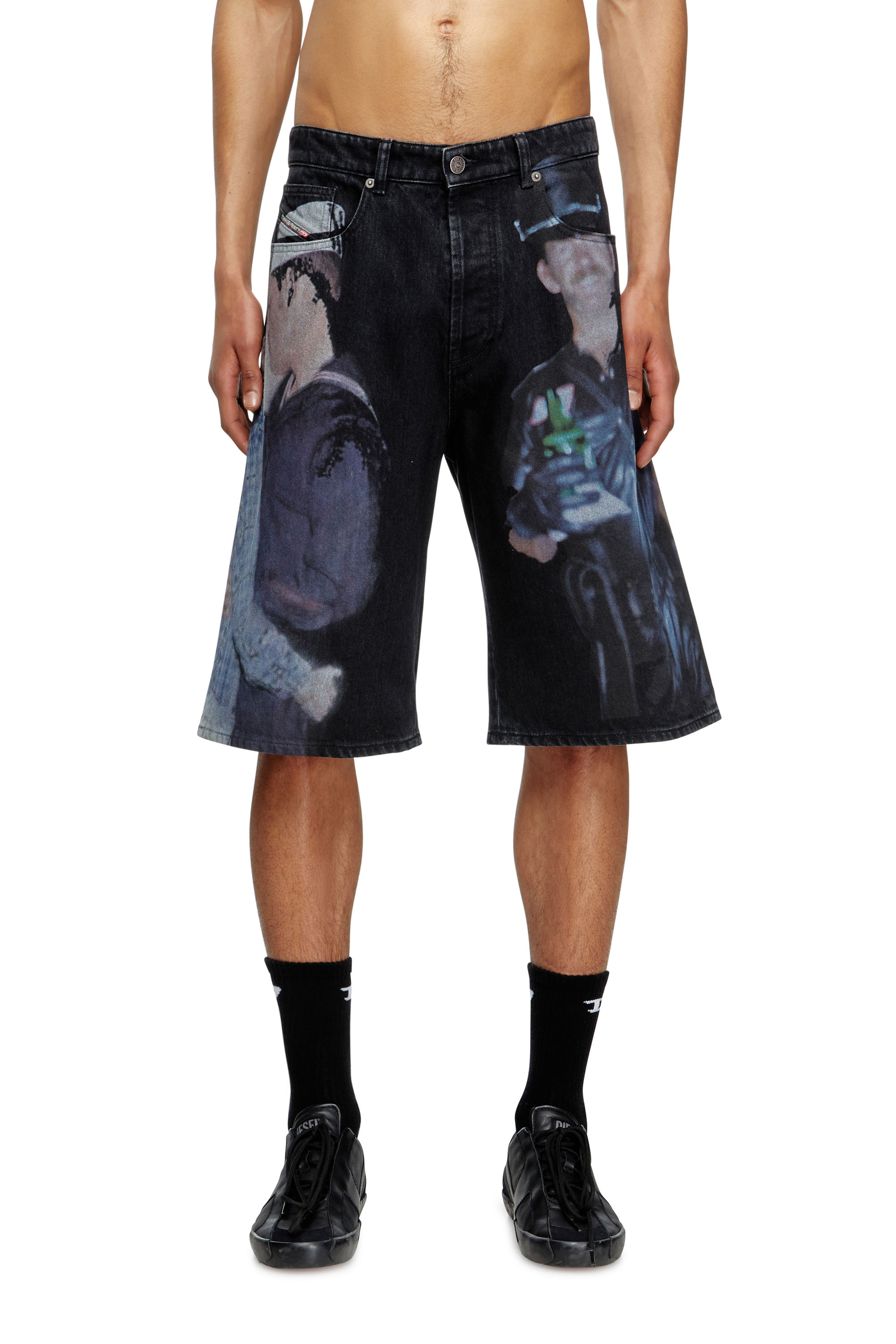 Diesel - PR-D-RIXFORD-S, Short en denim avec imprimé multicolore Mixte in Noir - 2