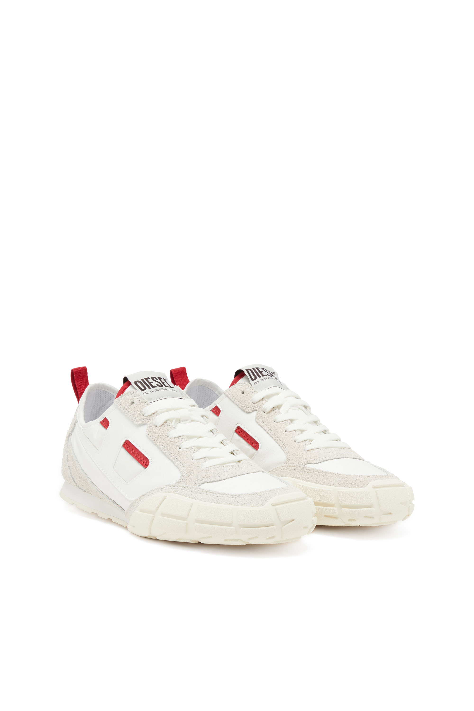 Diesel - S-PAGODHA LOW, Male's Sneakers in leather, suede and ripstop in White/Red - 2