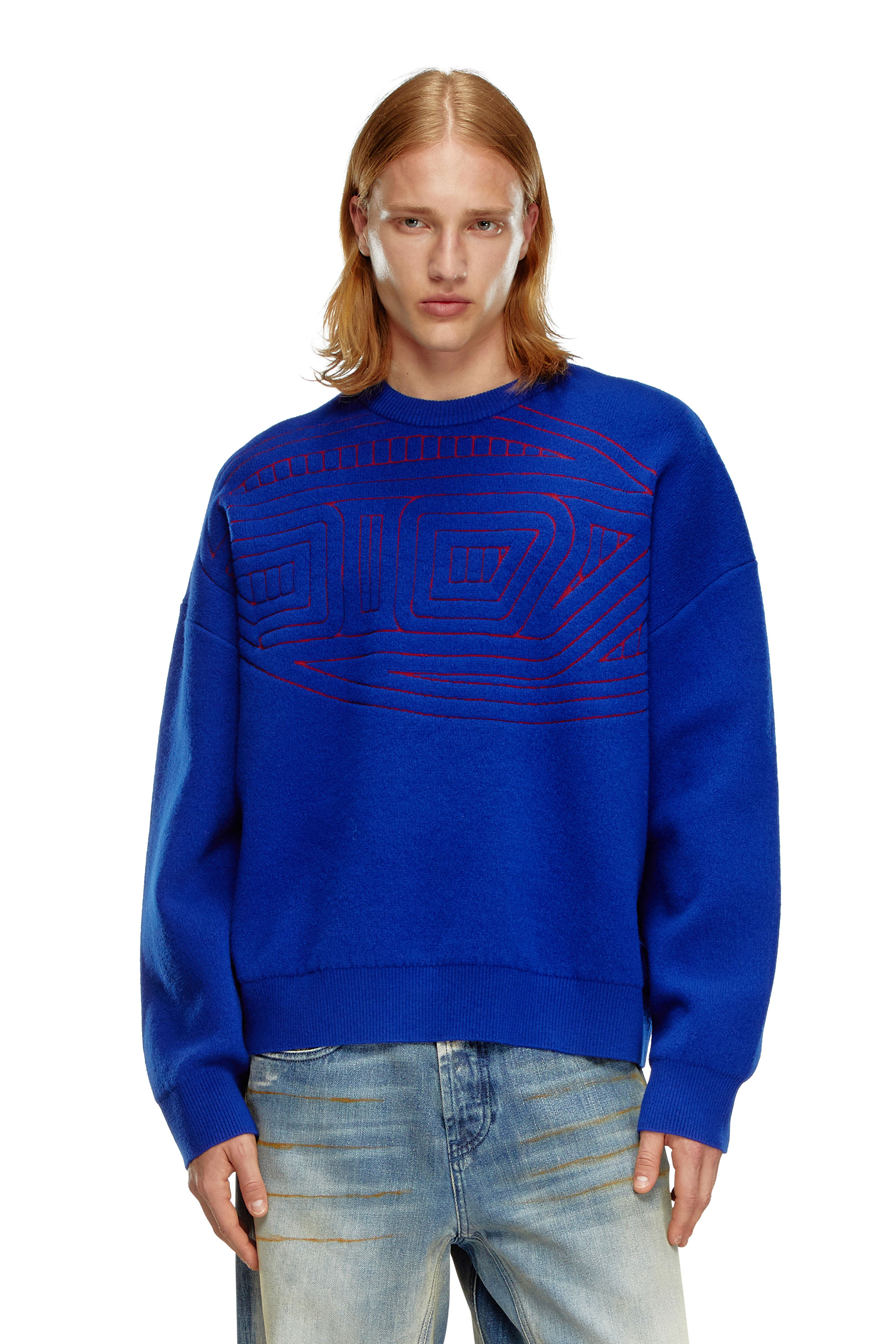 Diesel - K-RATIO, Male Wool-blend jumper with graphic logo in Blue - Image 1