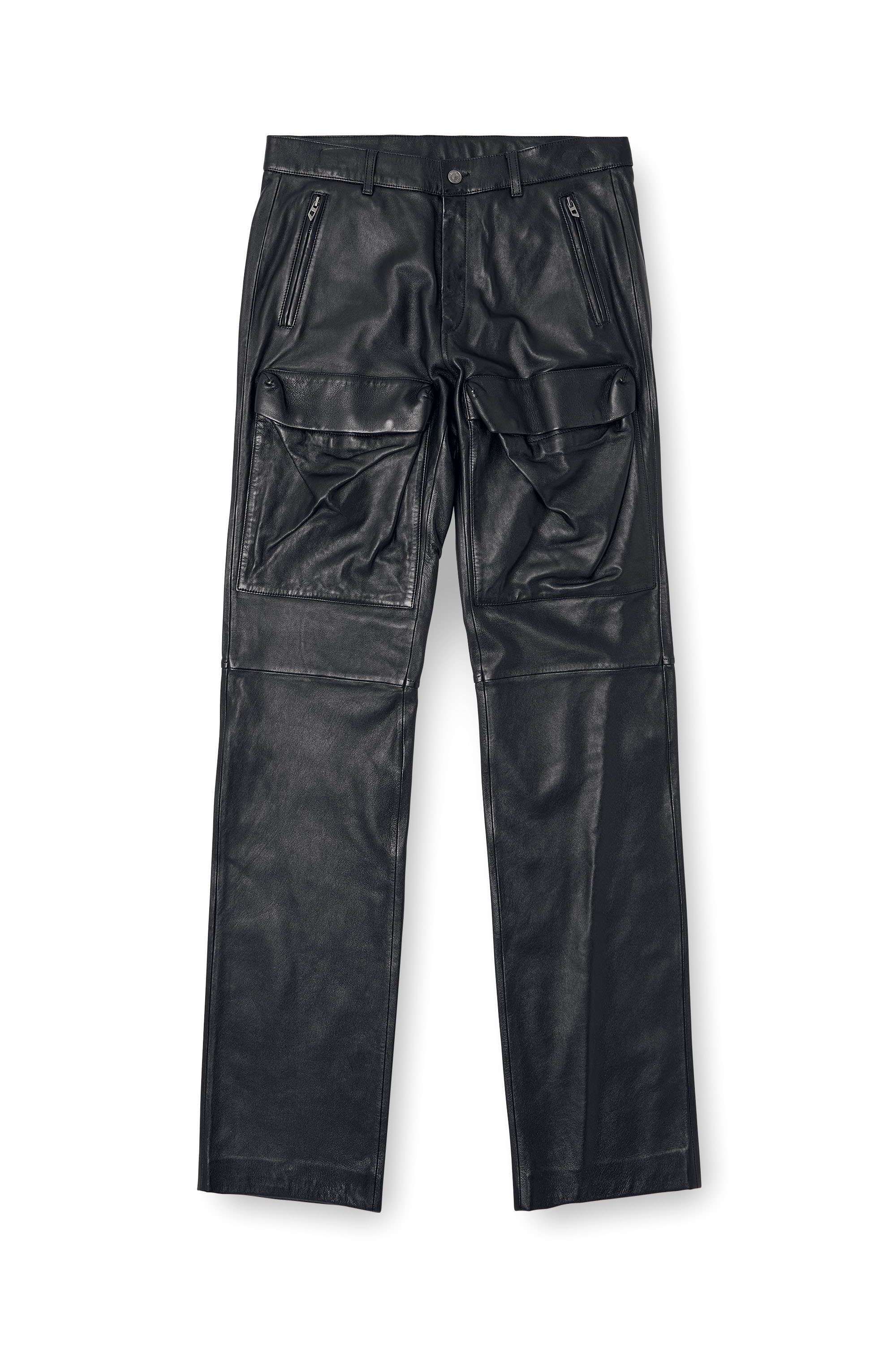 Diesel - P-GAST, Pantalon en cuir avec poches utility Homme in Noir - 5