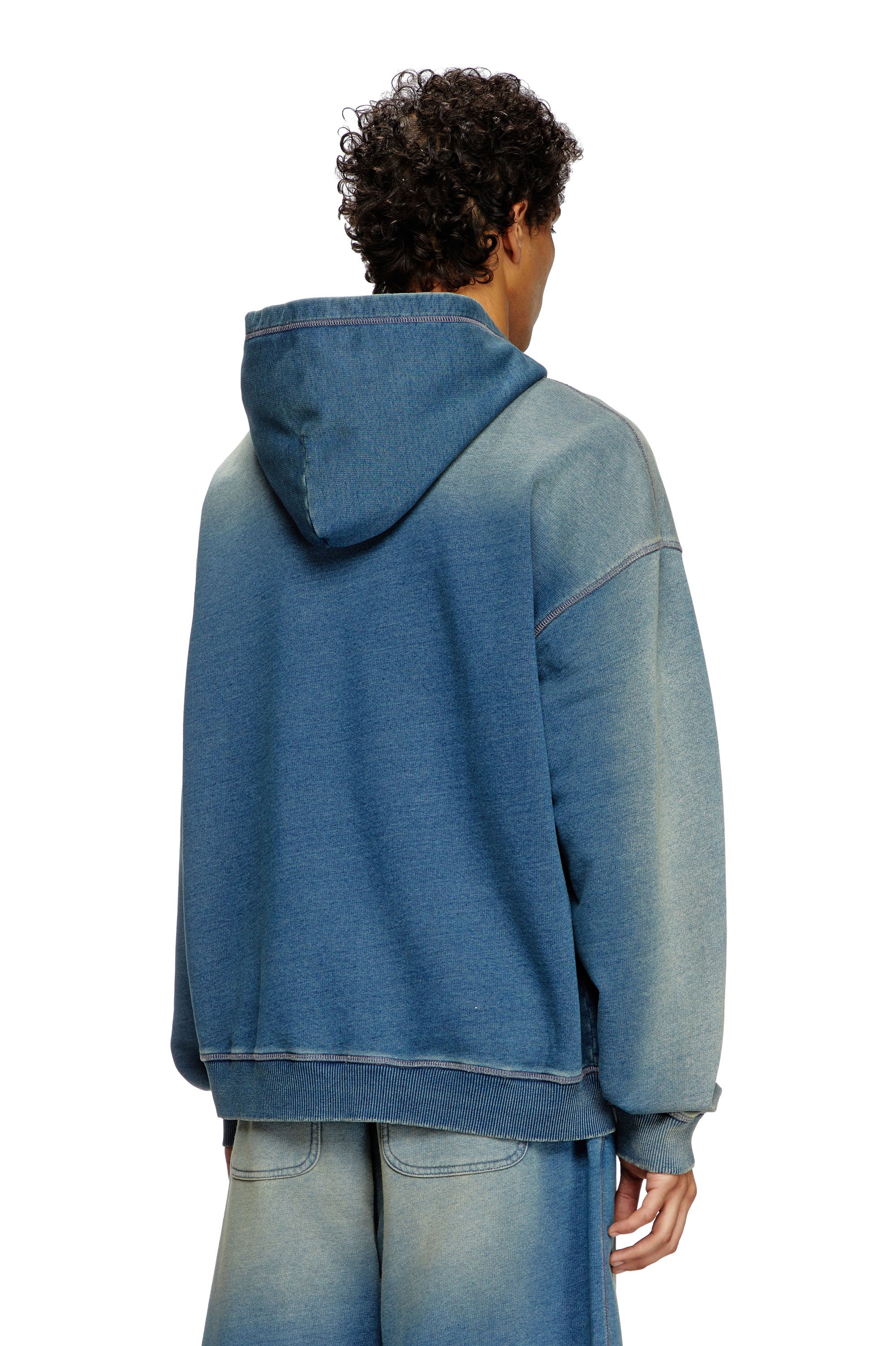 Diesel - S-BOXT-HOOD-R6, Sweat-shirt à capuche délavé avec logo brodé Homme in Bleu - 3