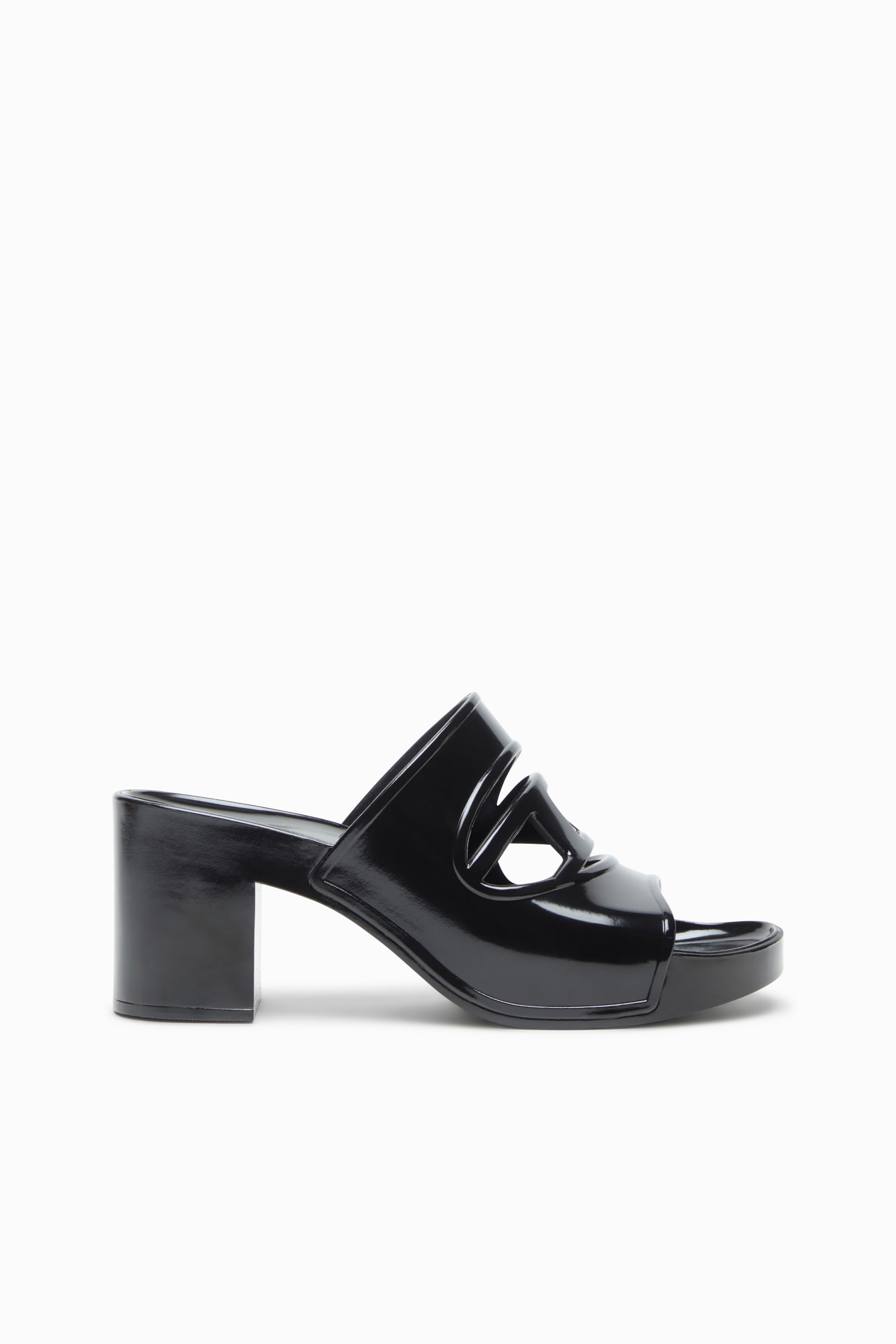 Diesel - SA-BONNIE, Female's Heeled rubber slides with cut-out logo in Black - 1