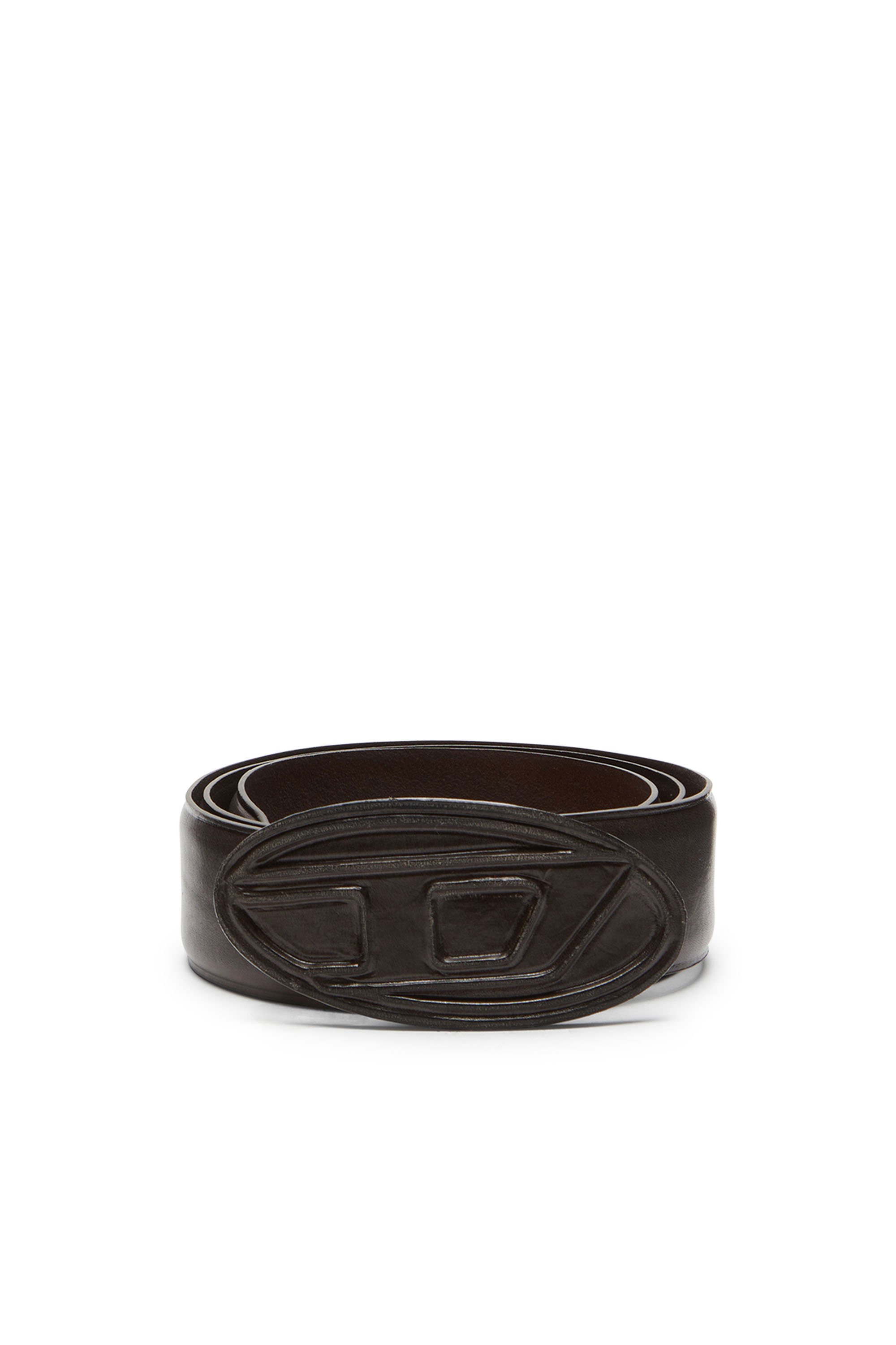 Diesel - B-1DR SCRATCH, Male Leather belt with leather-covered buckle in Brown - Image 1
