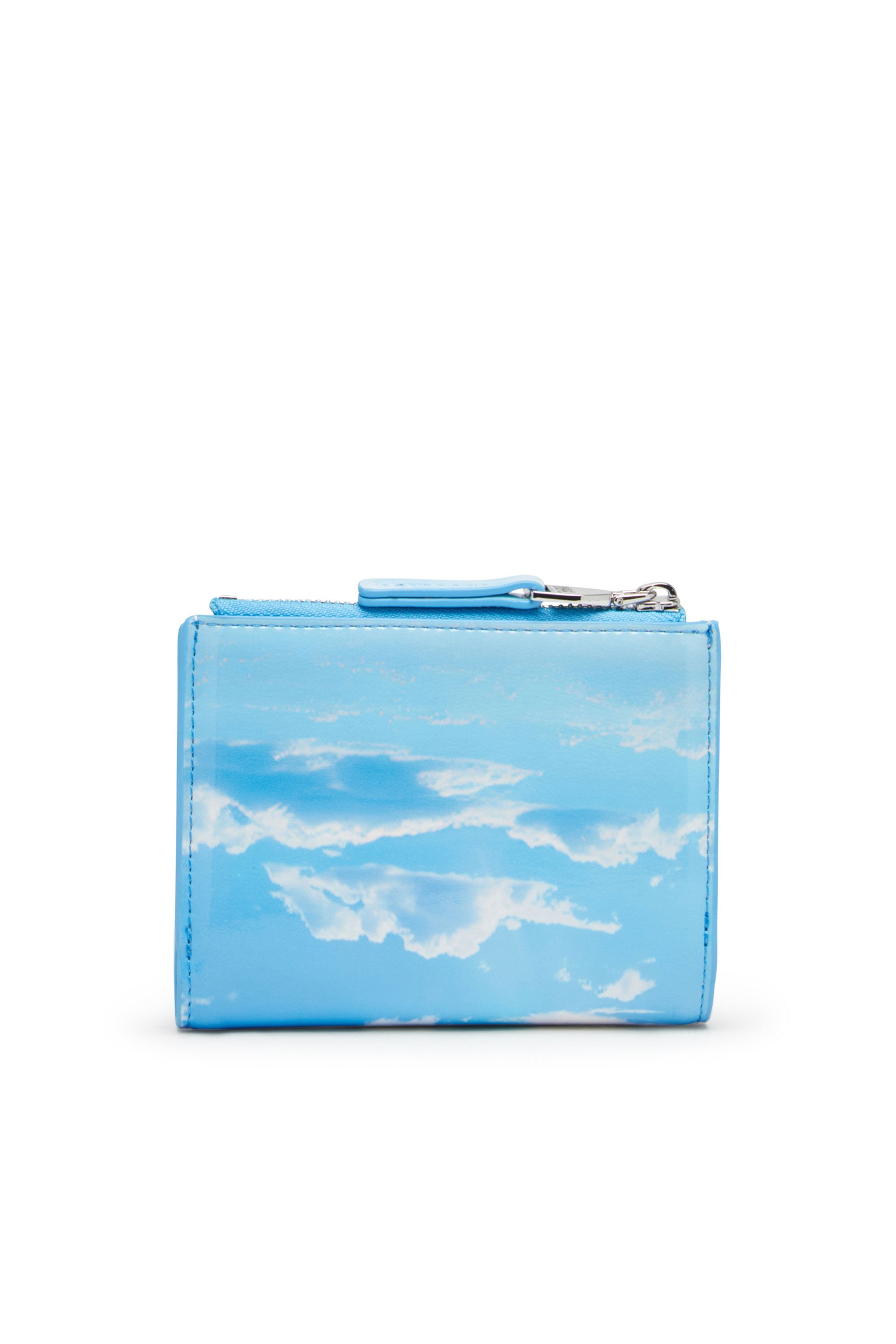 Diesel - PLAY BI-FOLD ZIP II, Female's Small wallet in printed glossy PU in Light Blue - 2