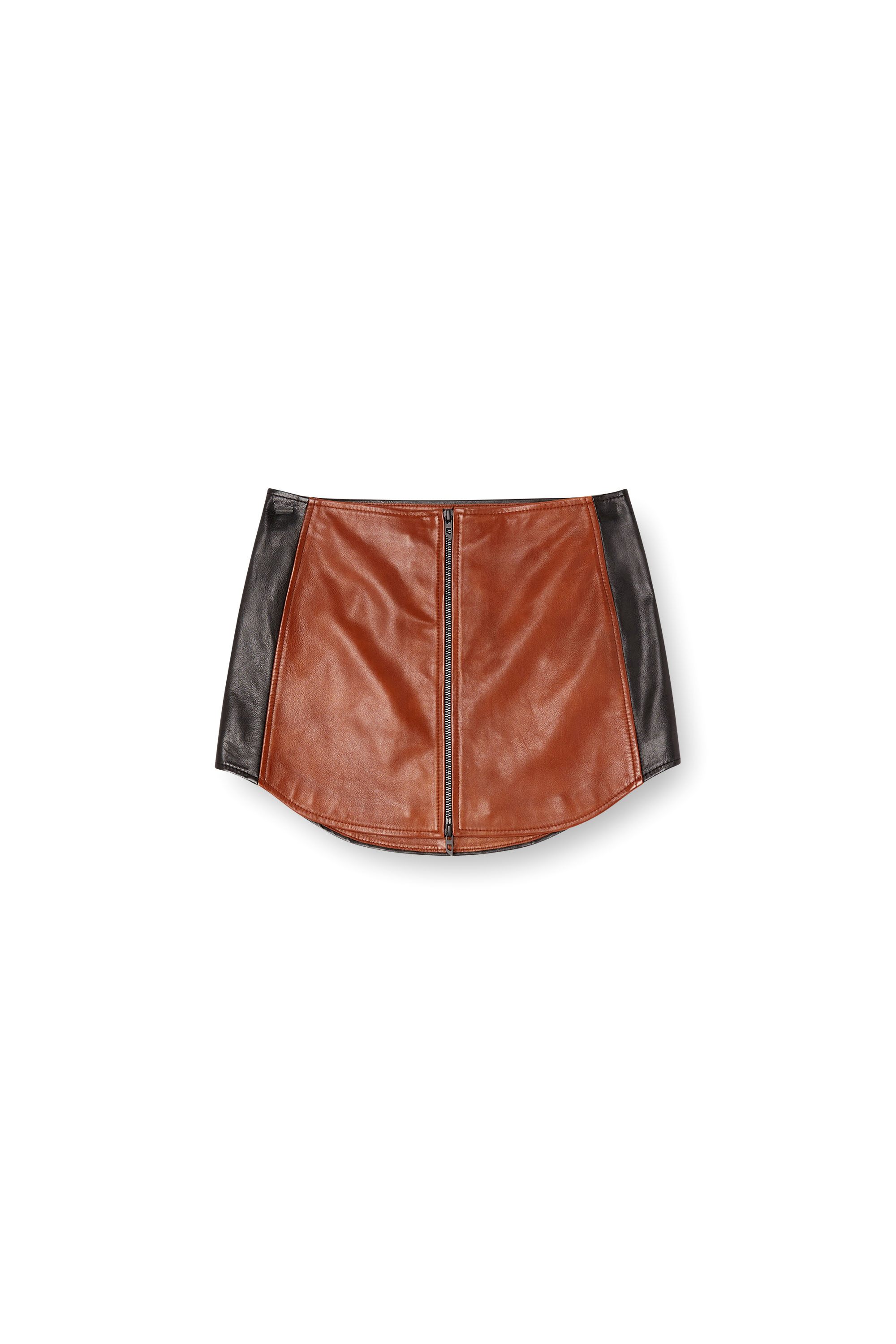 Diesel - L-OLLIPOP, Mini-jupe en cuir color-block Femme in Marron - 3