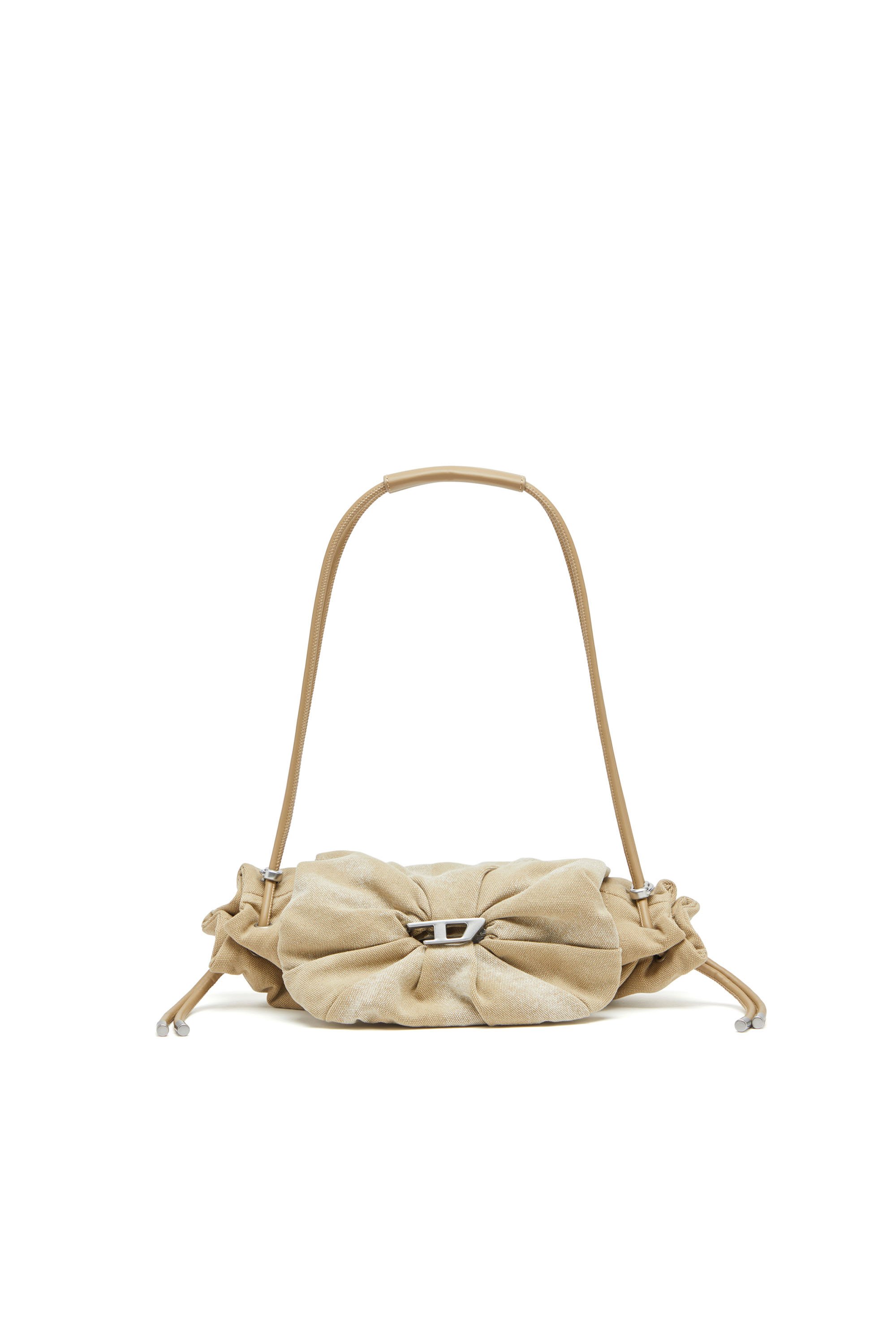 Diesel - SCRUNCH-D SHOULDER S, Female's Scrunch-D S-Small shoulder bag in washed canvas in Beige - 1