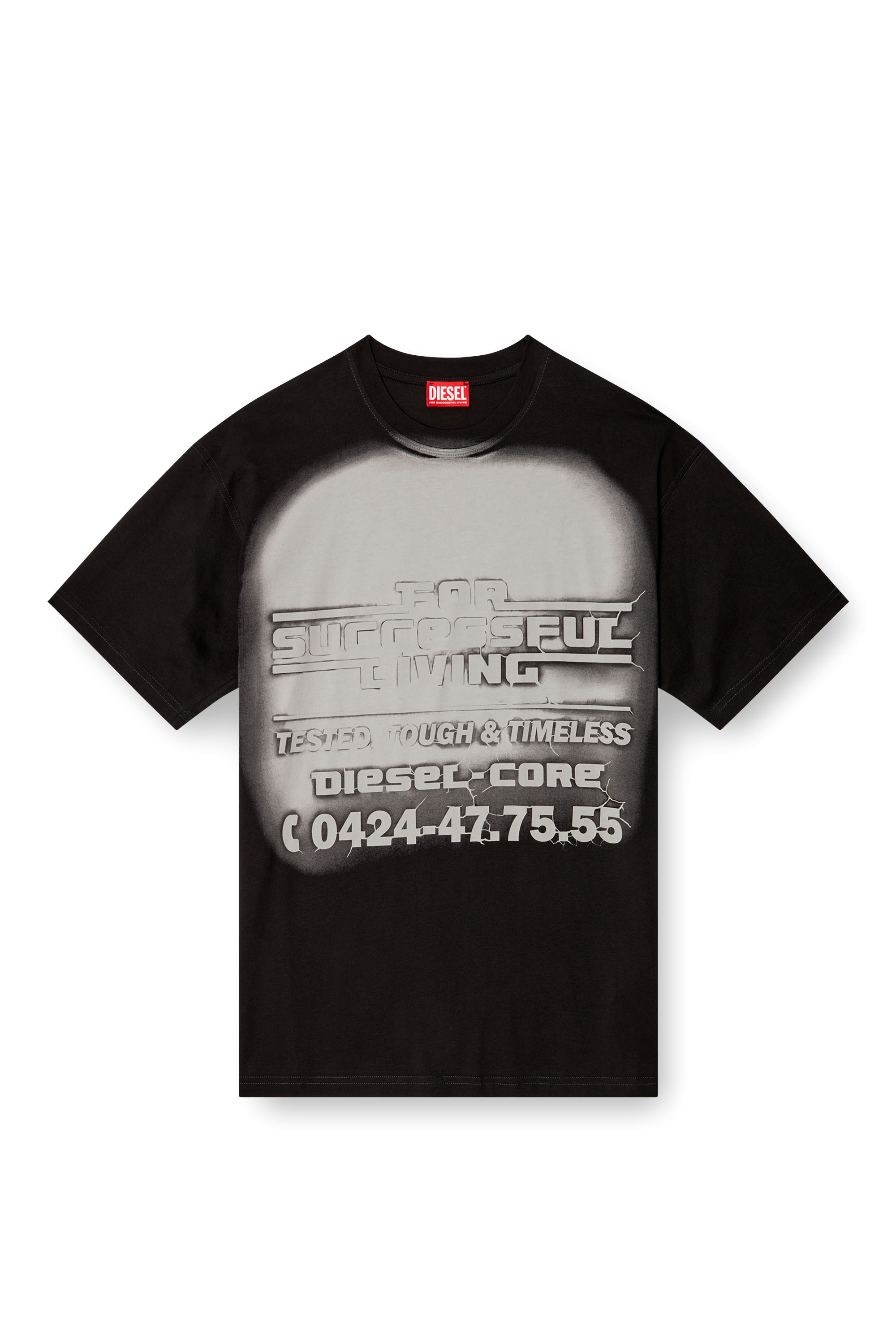 Diesel - T-BOXT-R15, Male's T-shirt with blowout logo graphic in Black - 4