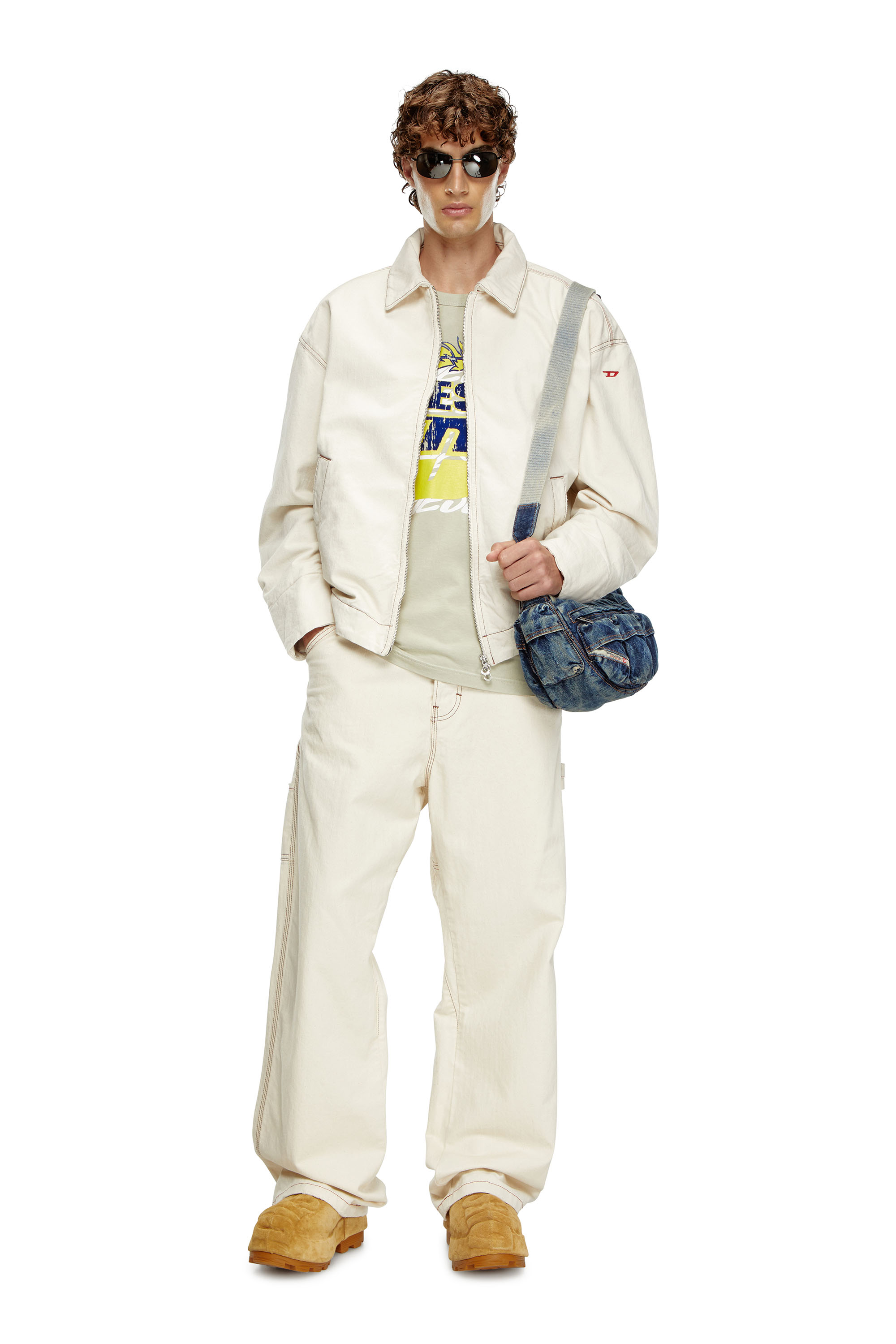 Diesel - D-STACK, Male's Padded jacket in clean-wash denim in White - 2