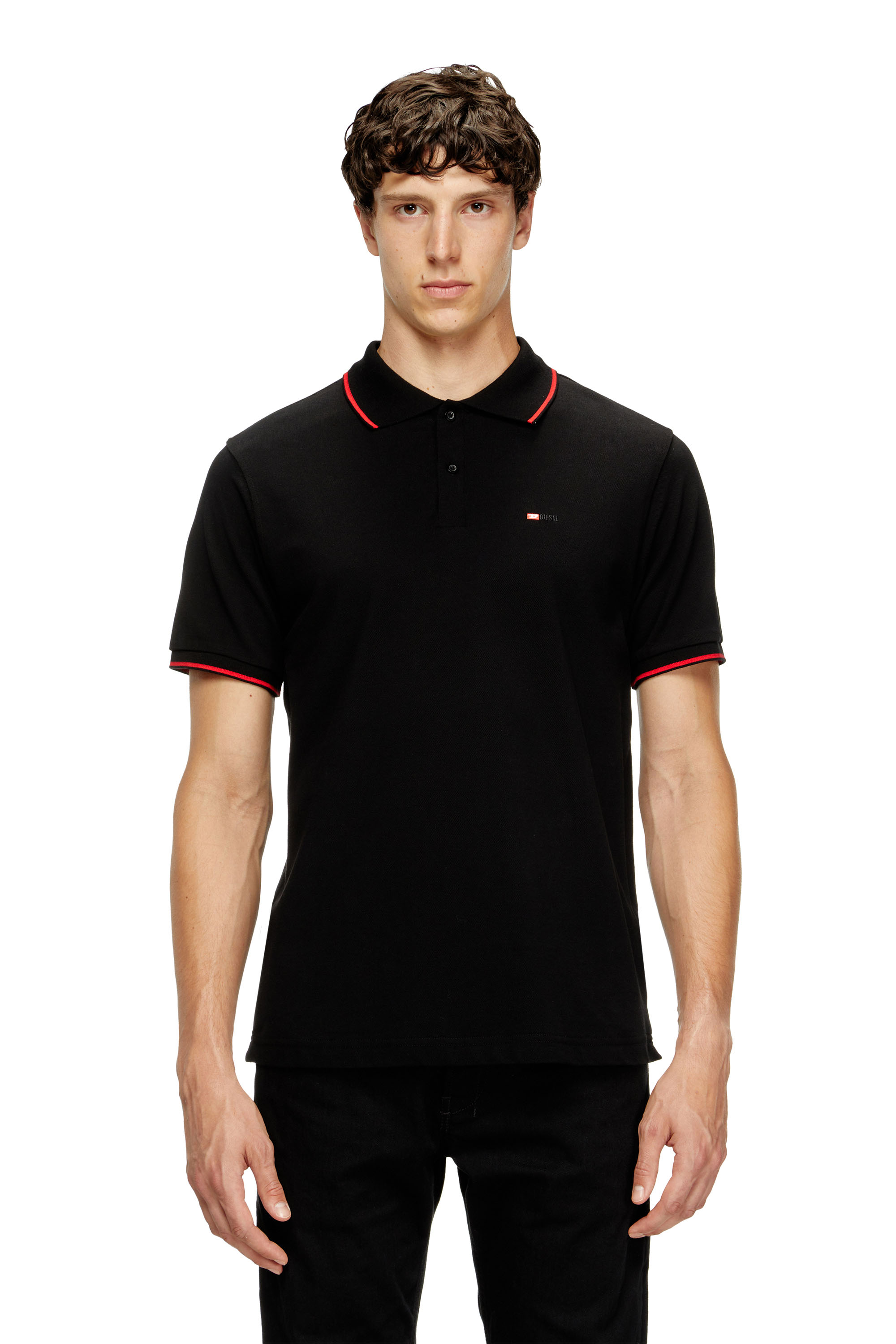 Diesel - T-FERRY-MICRODIV, Male's Polo shirt with micro Diesel embroidery in Black - 1