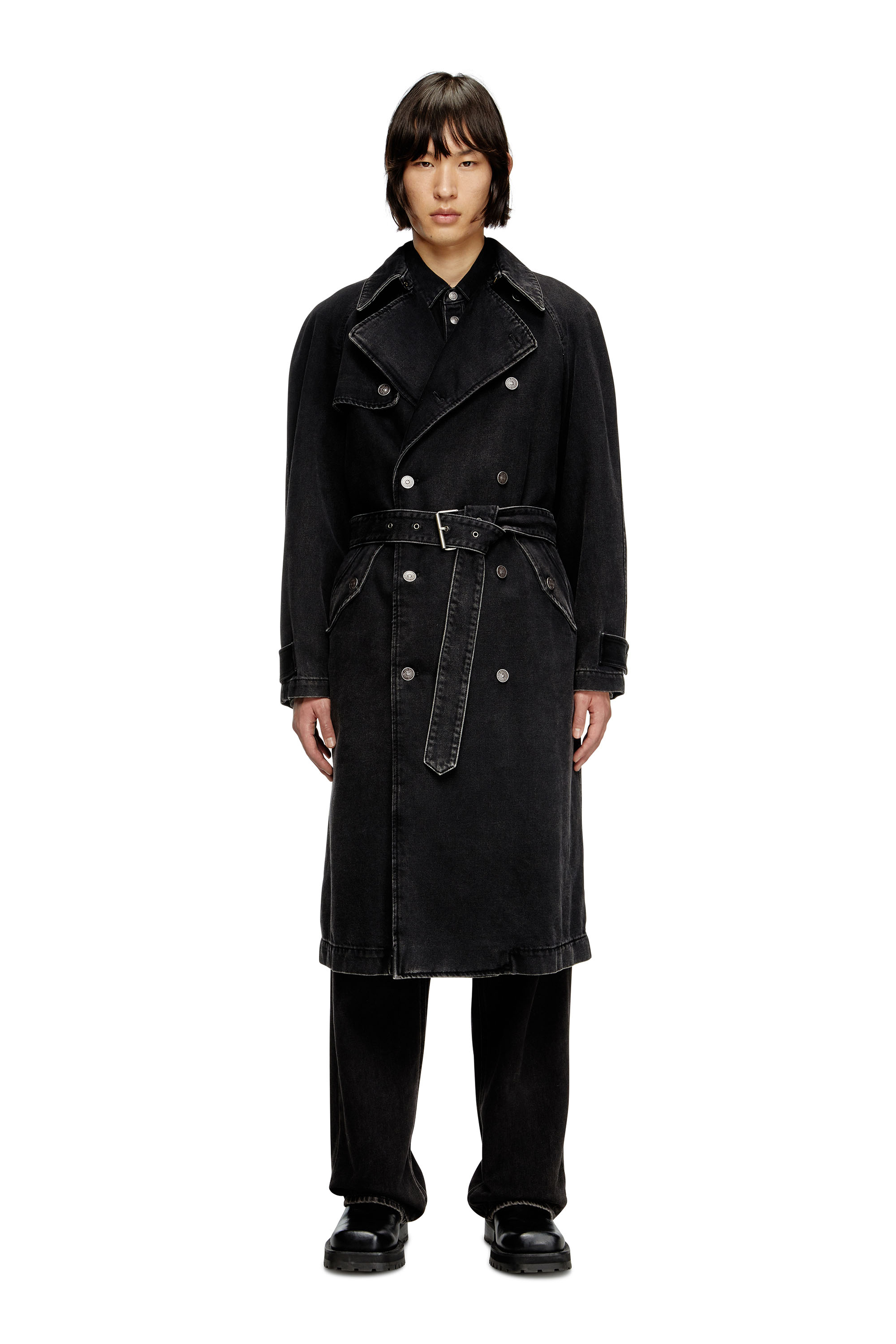 Diesel - D-DELIRIOUS-D, Trench-coat en denim délavé Homme in Noir - 2