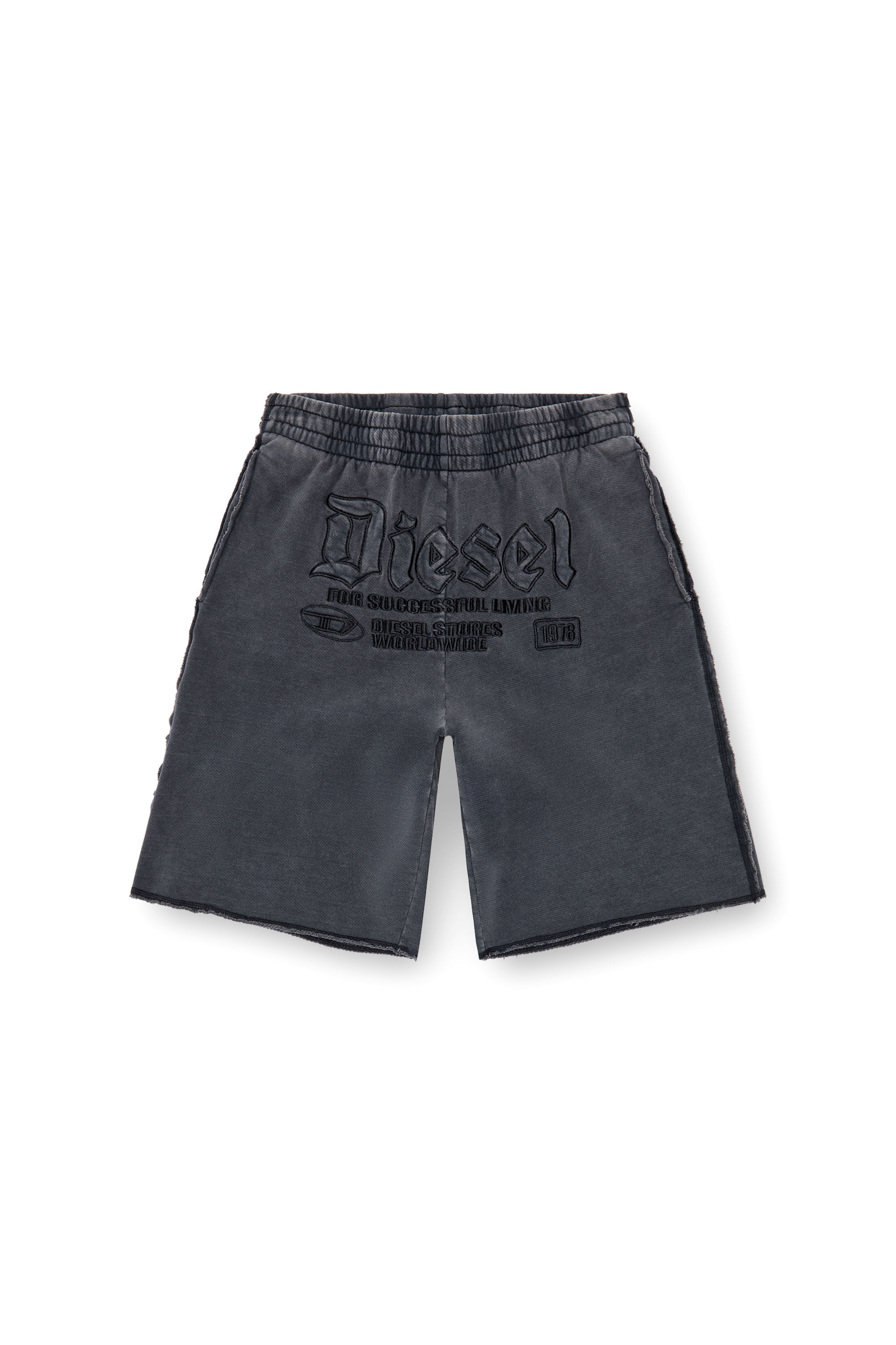 Diesel - P-RAWMARSHY, Male's Sweat shorts with Diesel embroidery in Black - 4