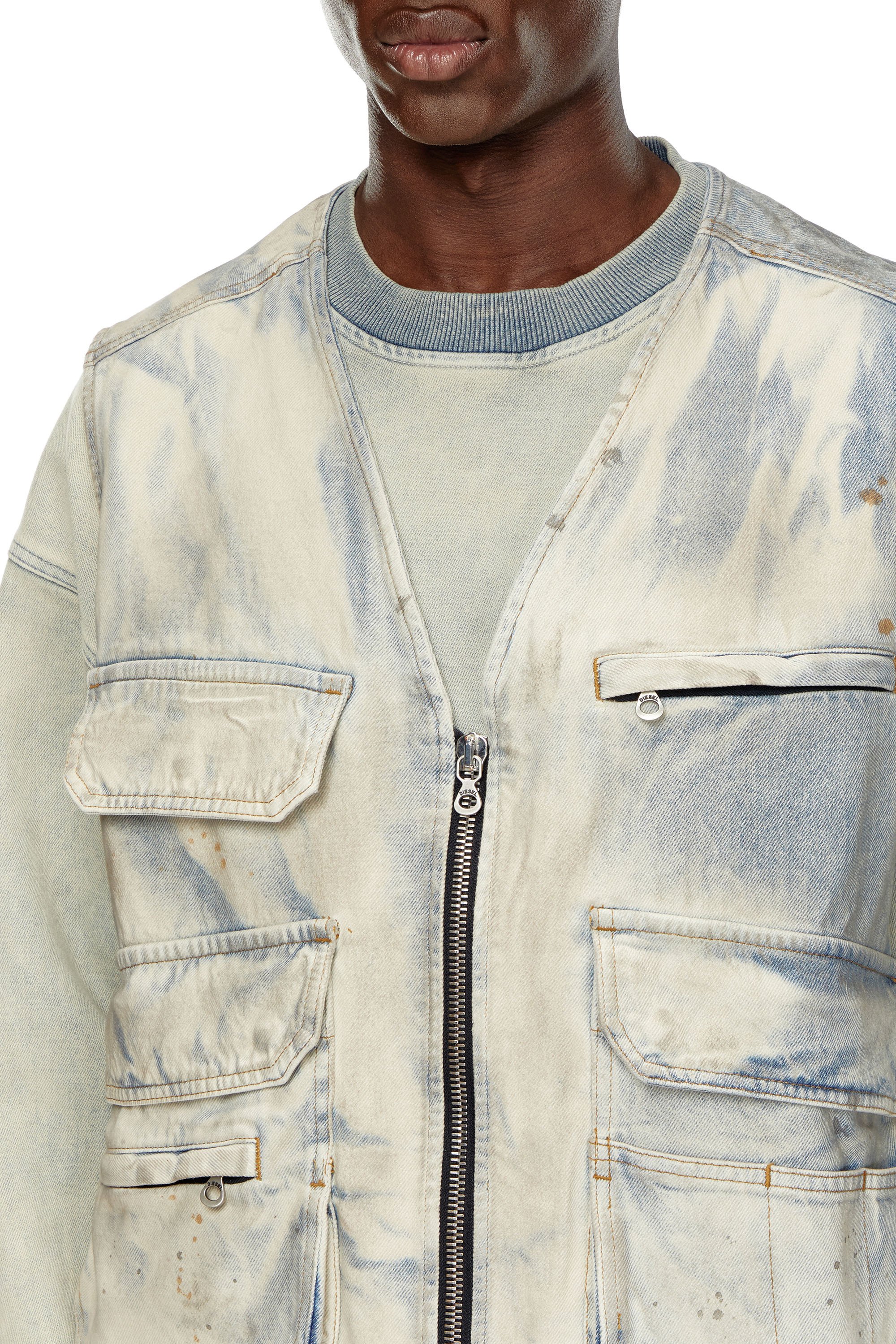 Diesel - D-SAMP-S, Male Sleeveless jacket in solarised denim in Multicolor - Image 5
