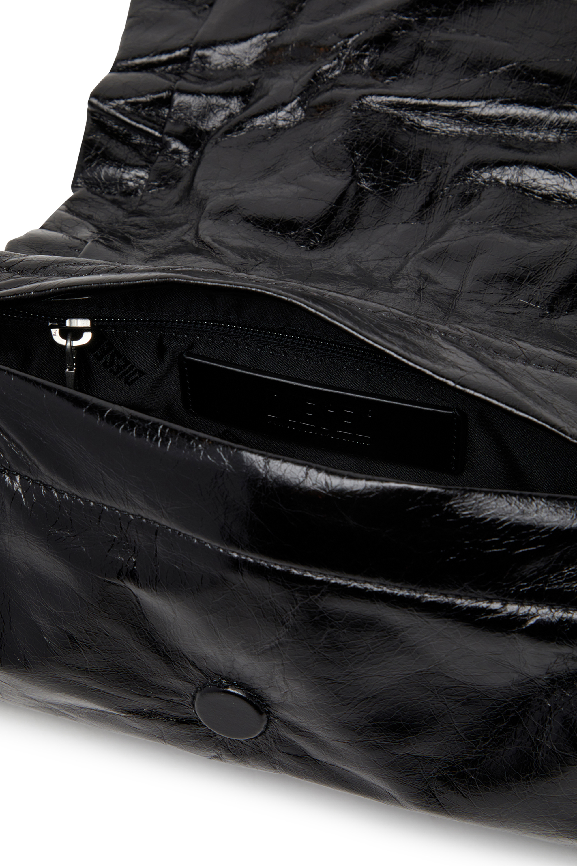 Diesel - SCRUNCH-D SHOULDER S, Female's Scrunch-D S-Shoulder bag in scrunched leather in Black - 4