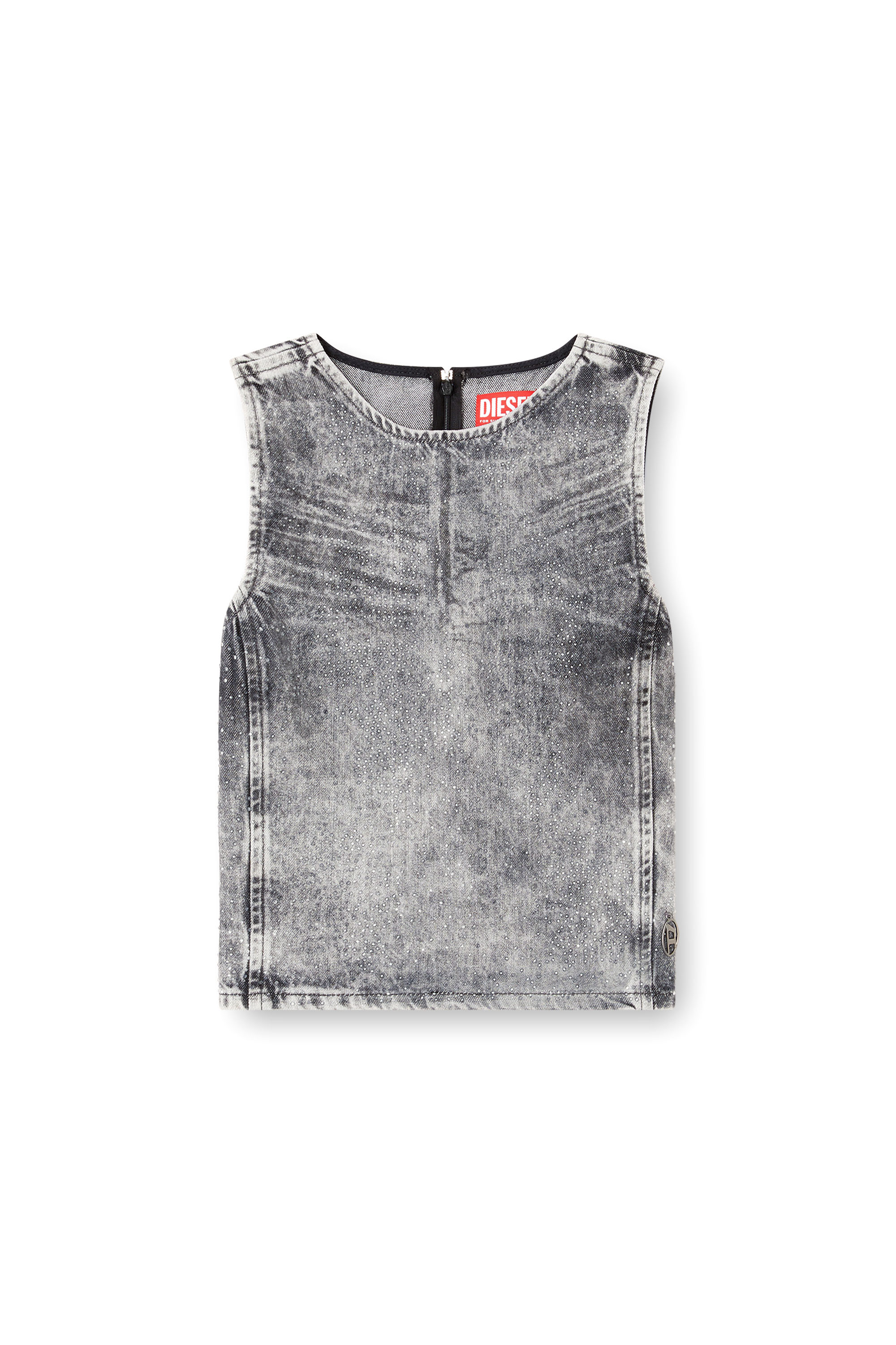 Diesel - DE-PINAR-S, Top sans manches en denim cristal Femme in Gris - 5