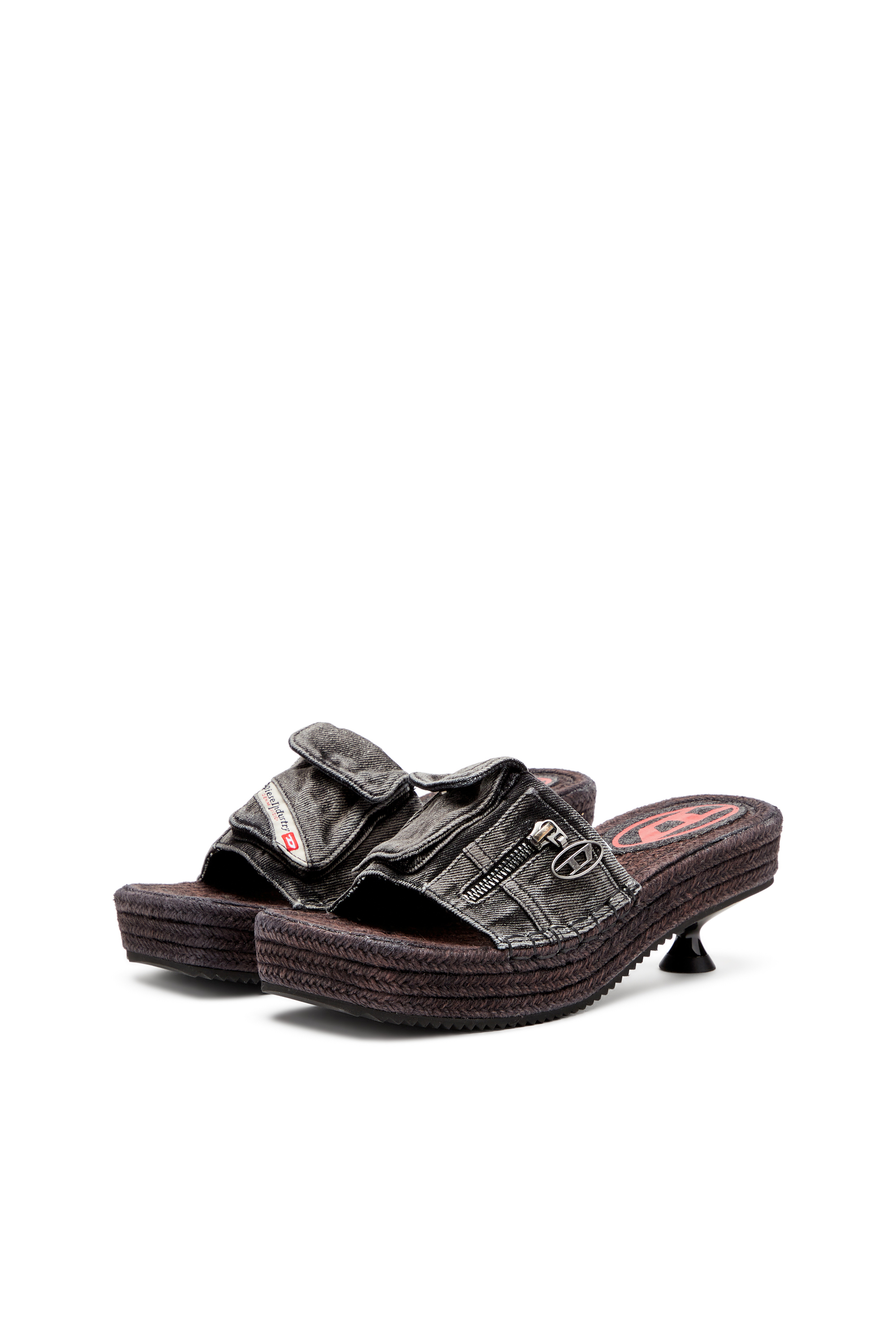 Diesel - D-IBIZA 40 PCK, Female's Heeled platform espadrilles in denim in Black - 8